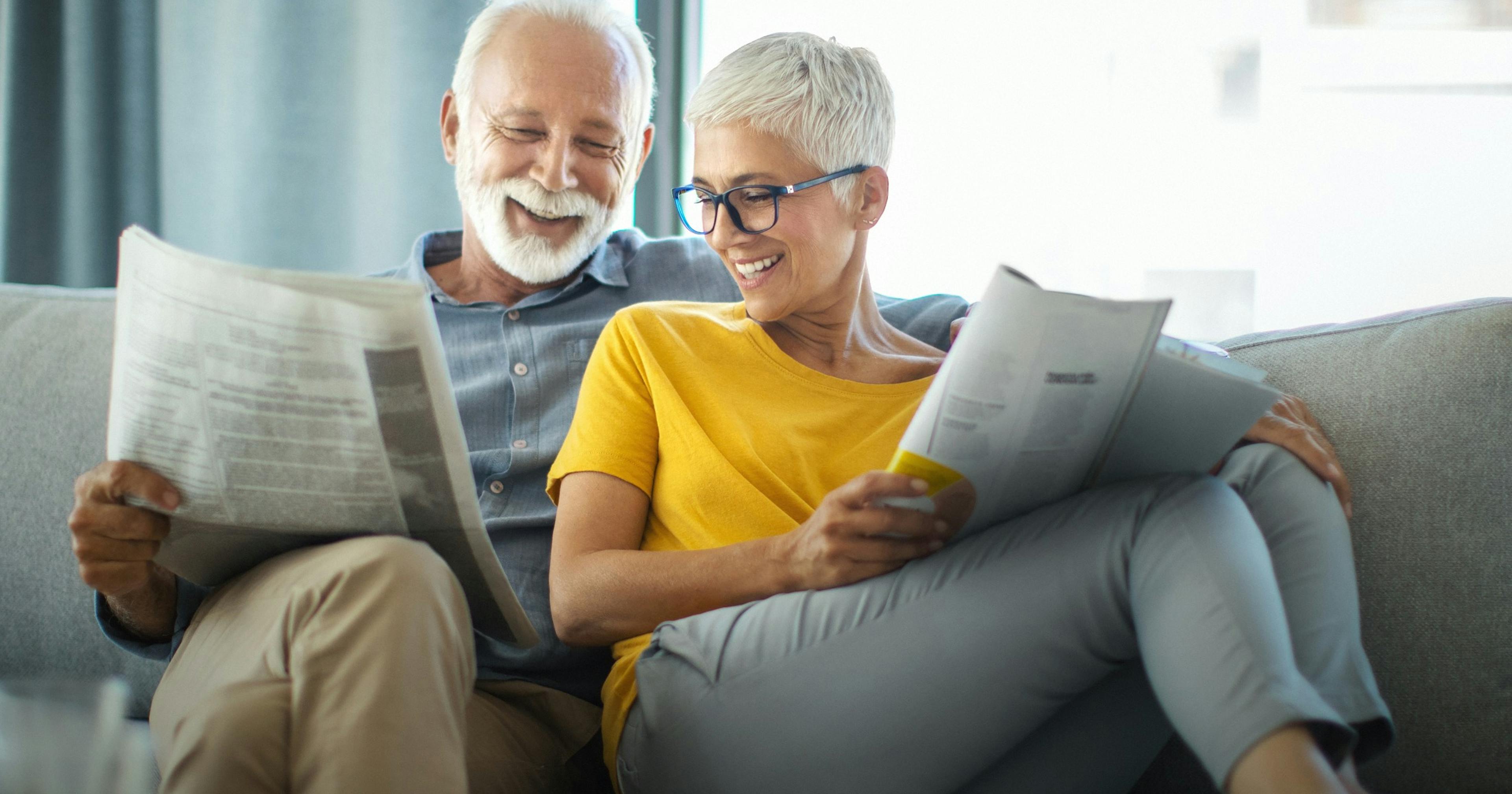 mature couple reading together