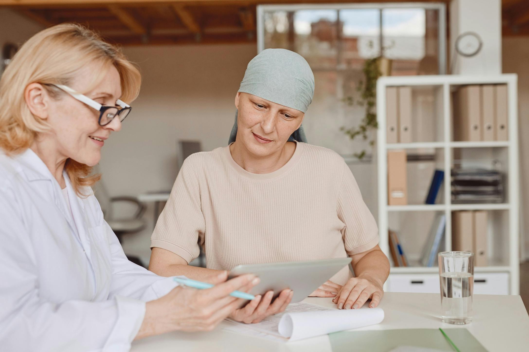 female cancer doctor and femal cancer survivor