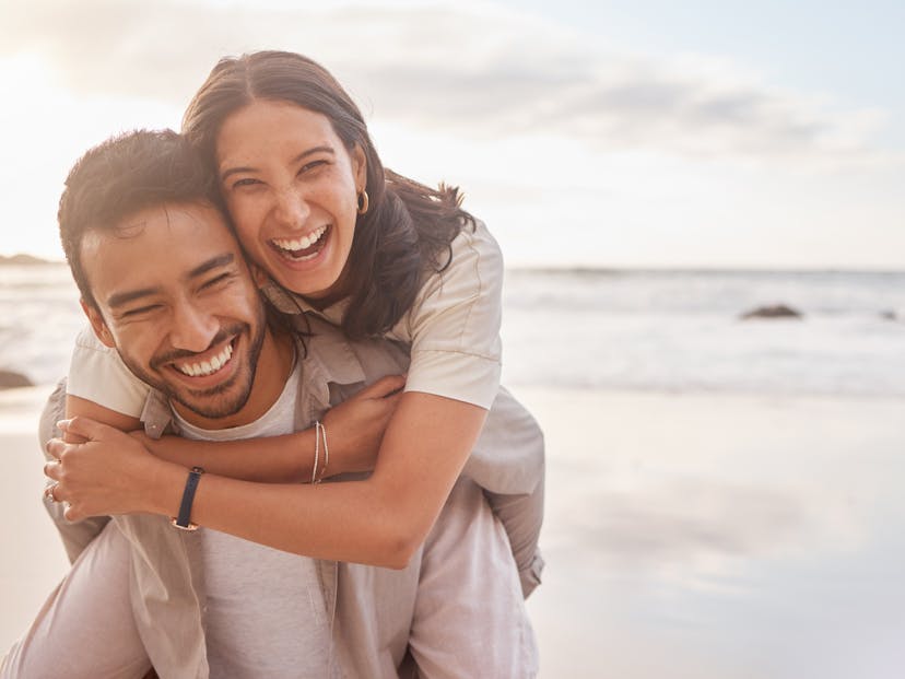 happy couple at the beach