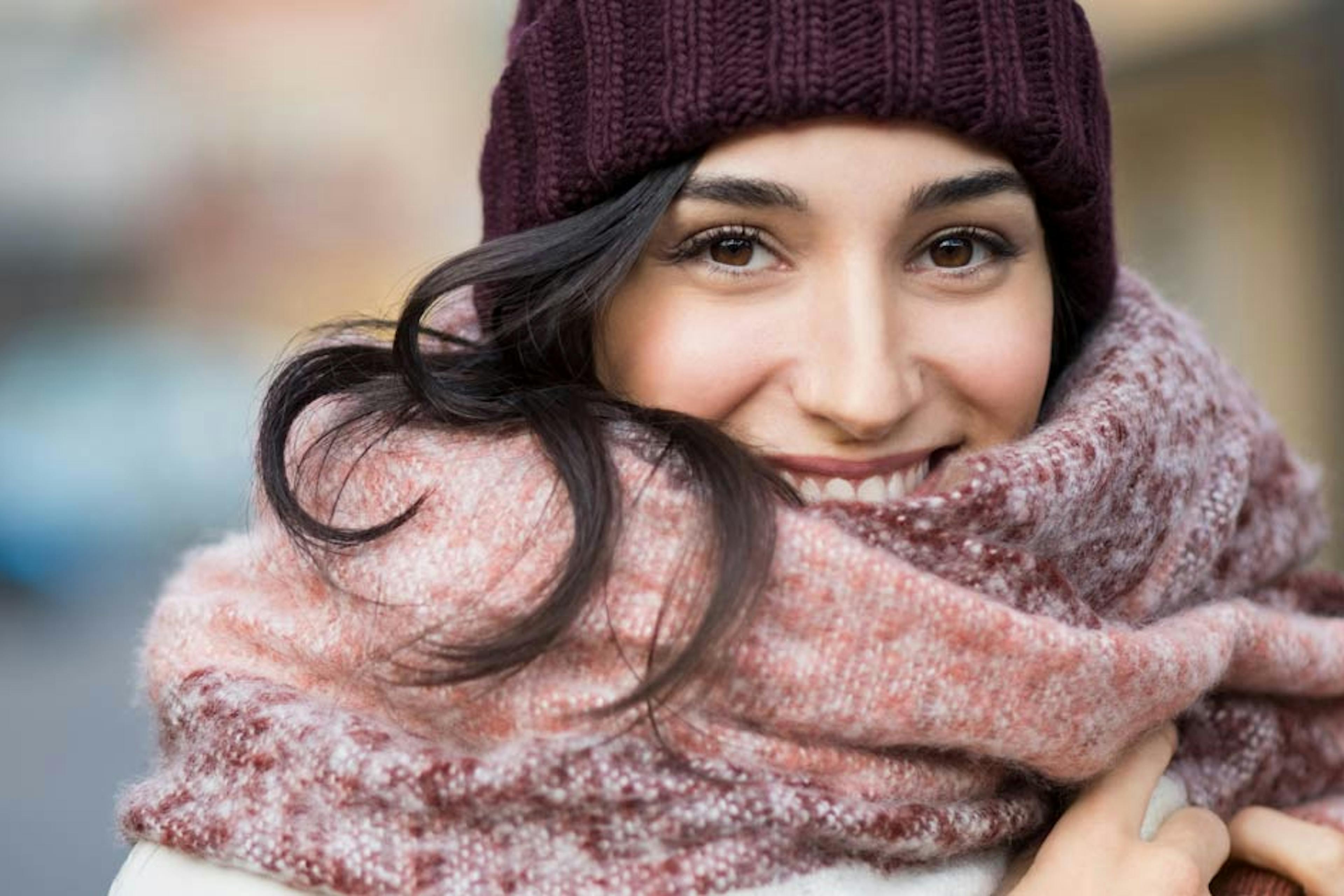 woman wearing a scarf hat