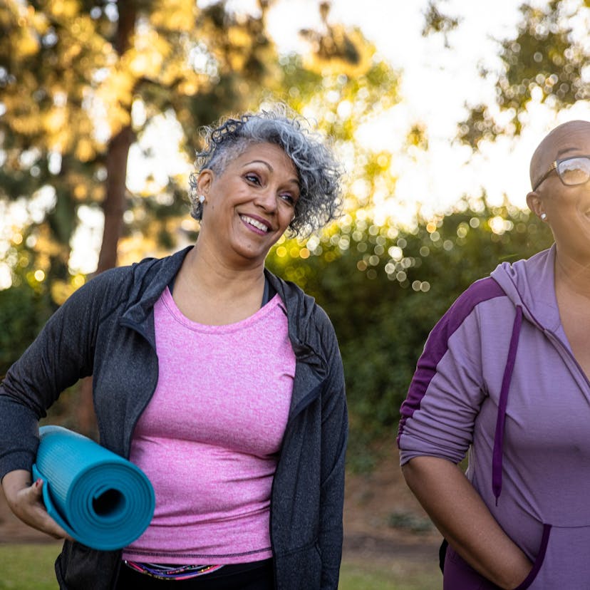 friends talking after yoga