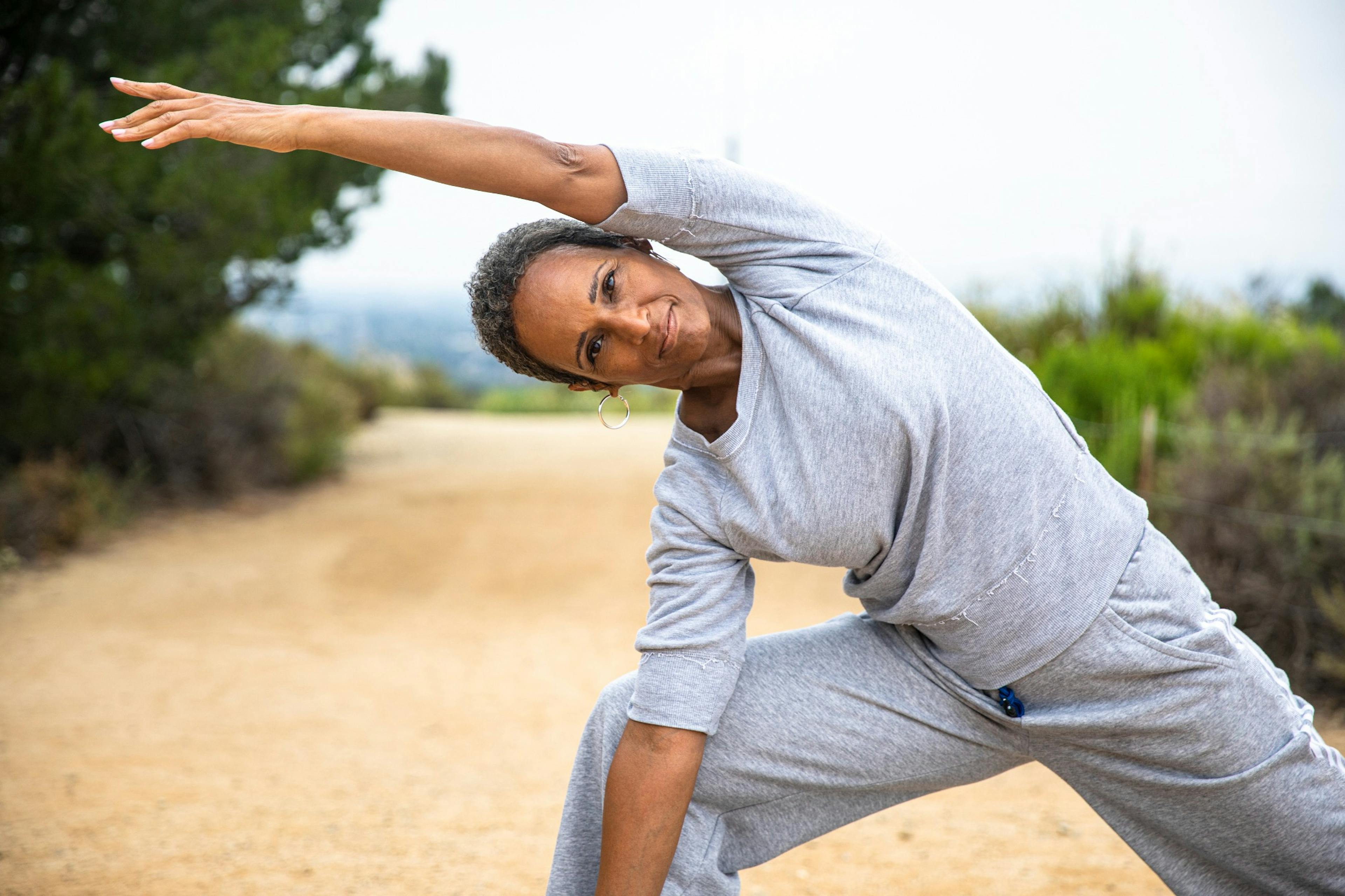 senior woman stretching