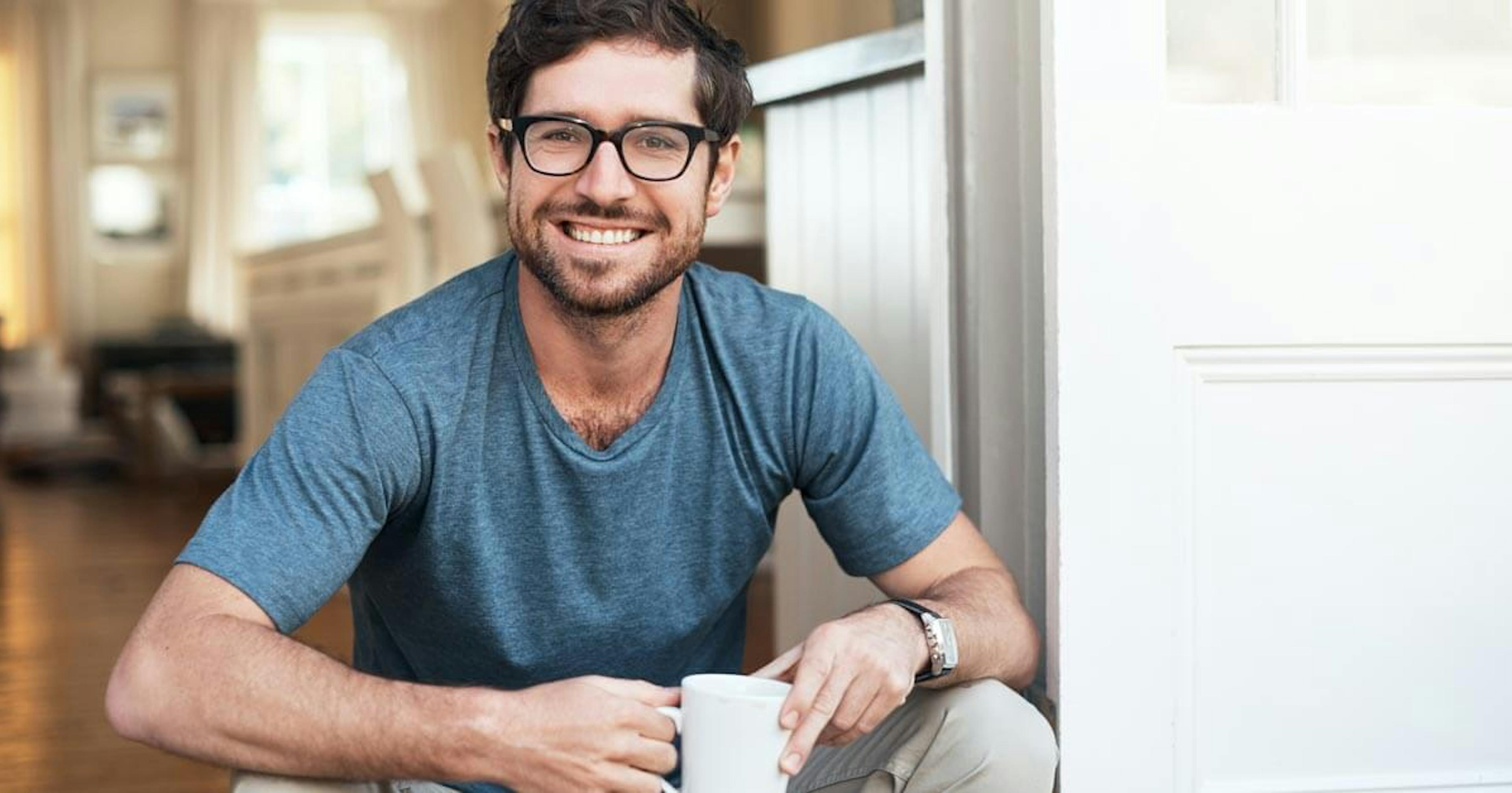 happy man with coffee