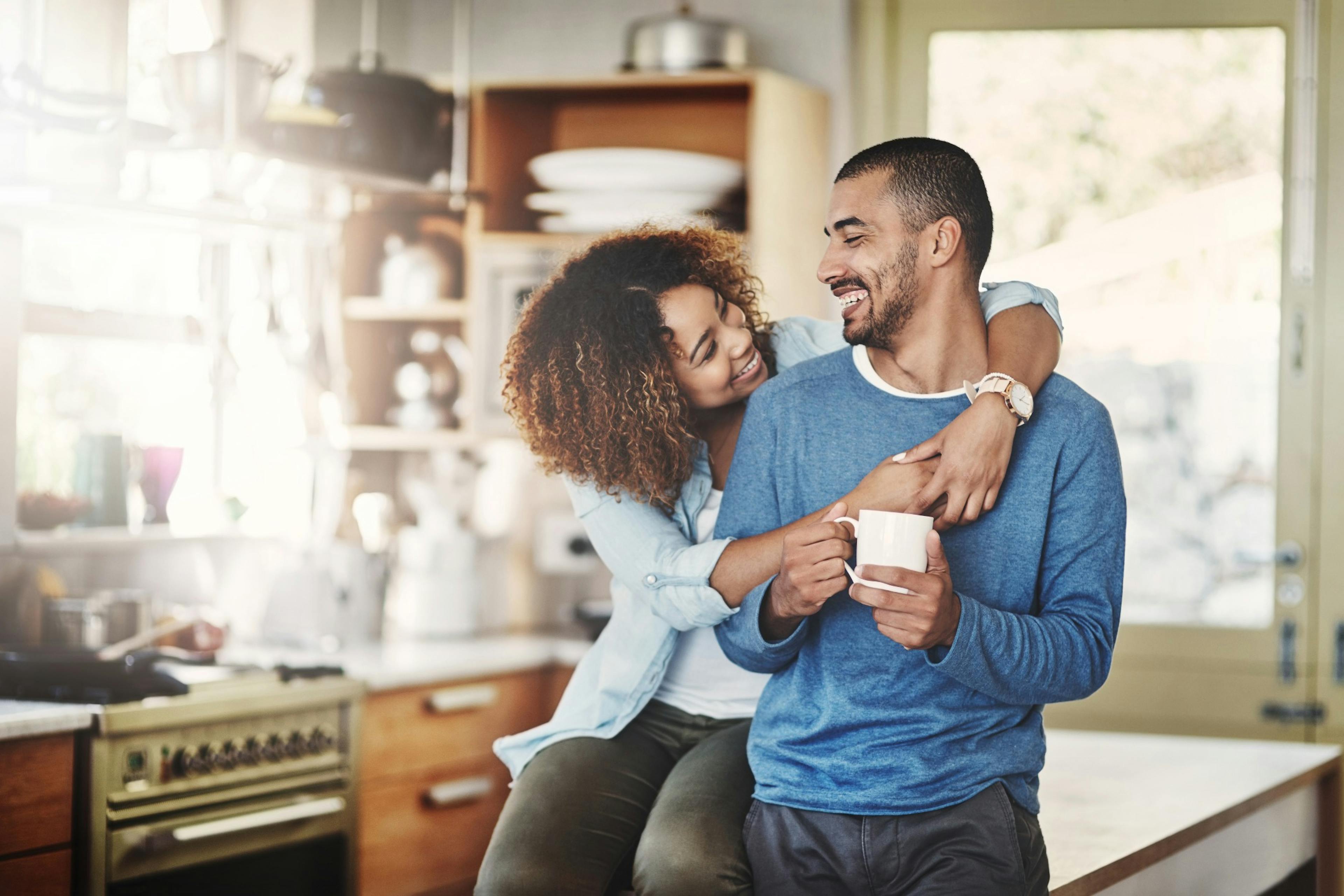 happy couple in the kitchen