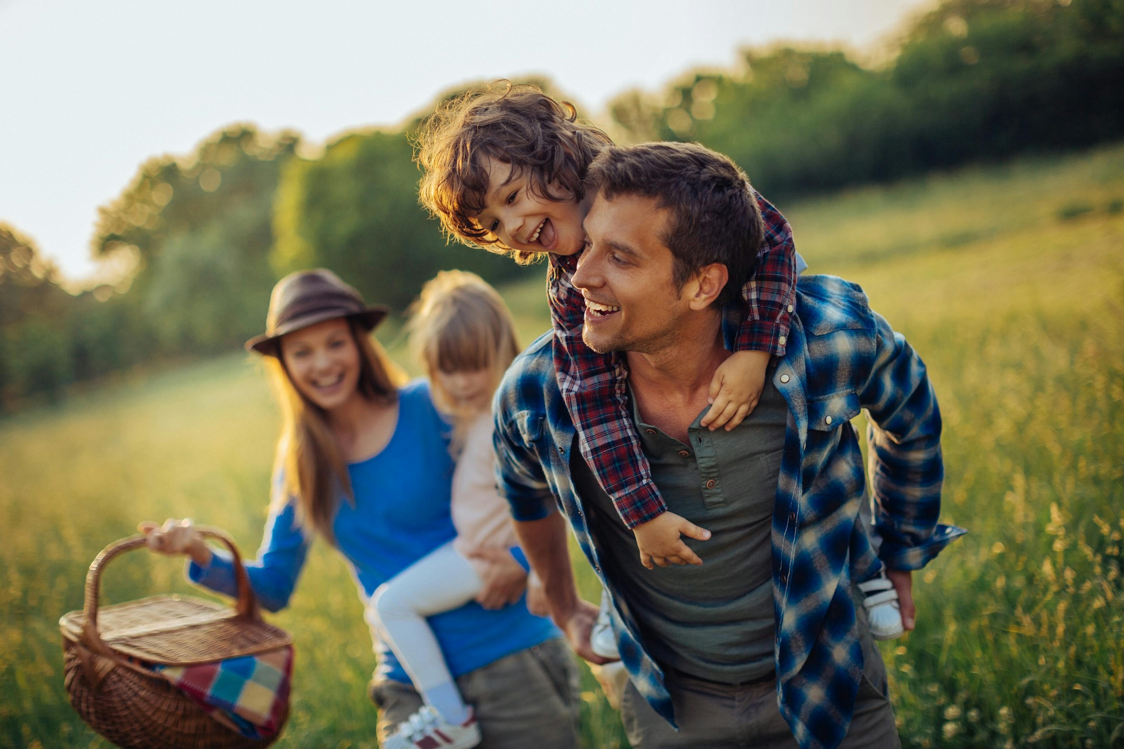 happy family going for a picnic