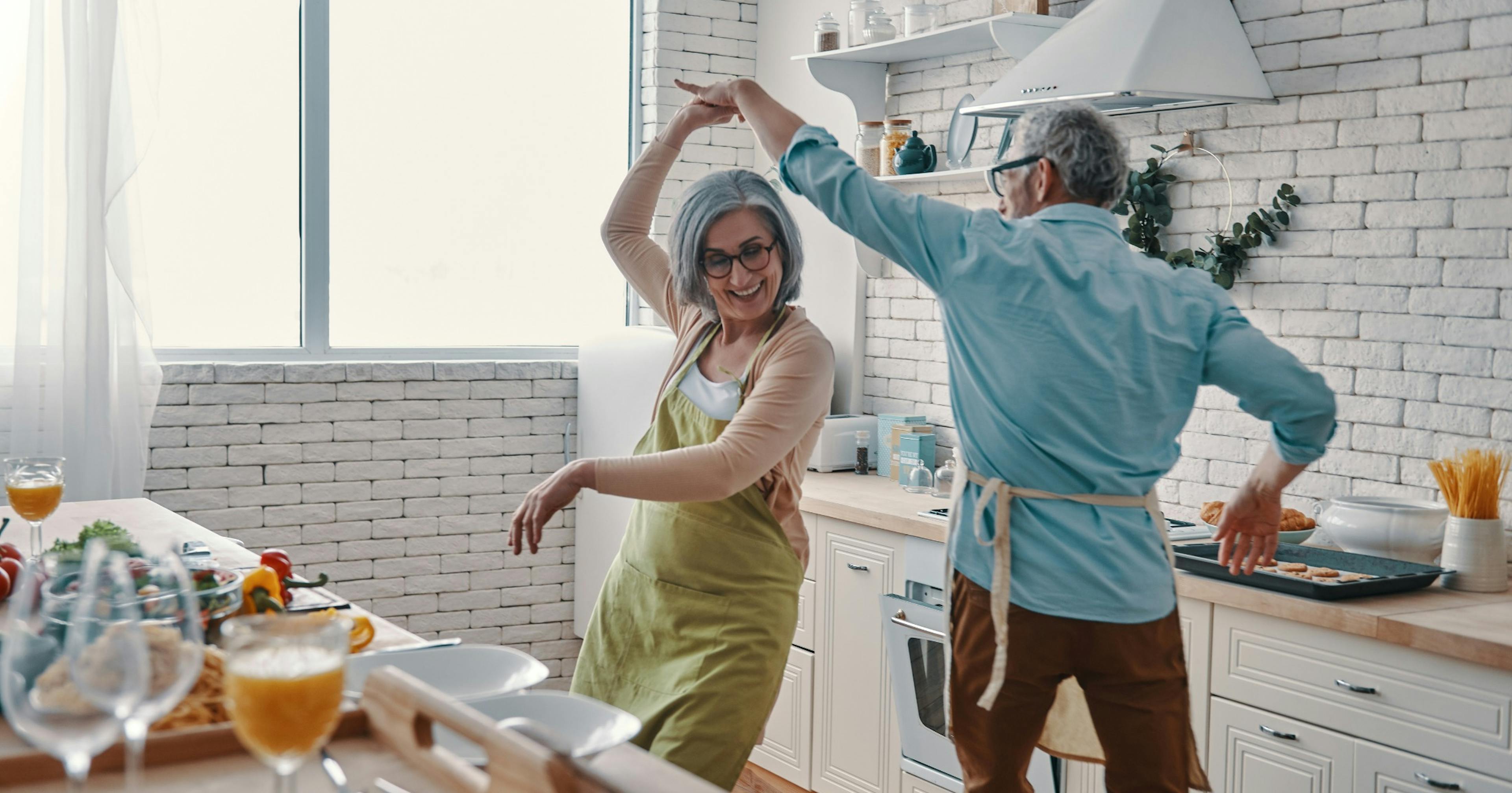 playful senior couple