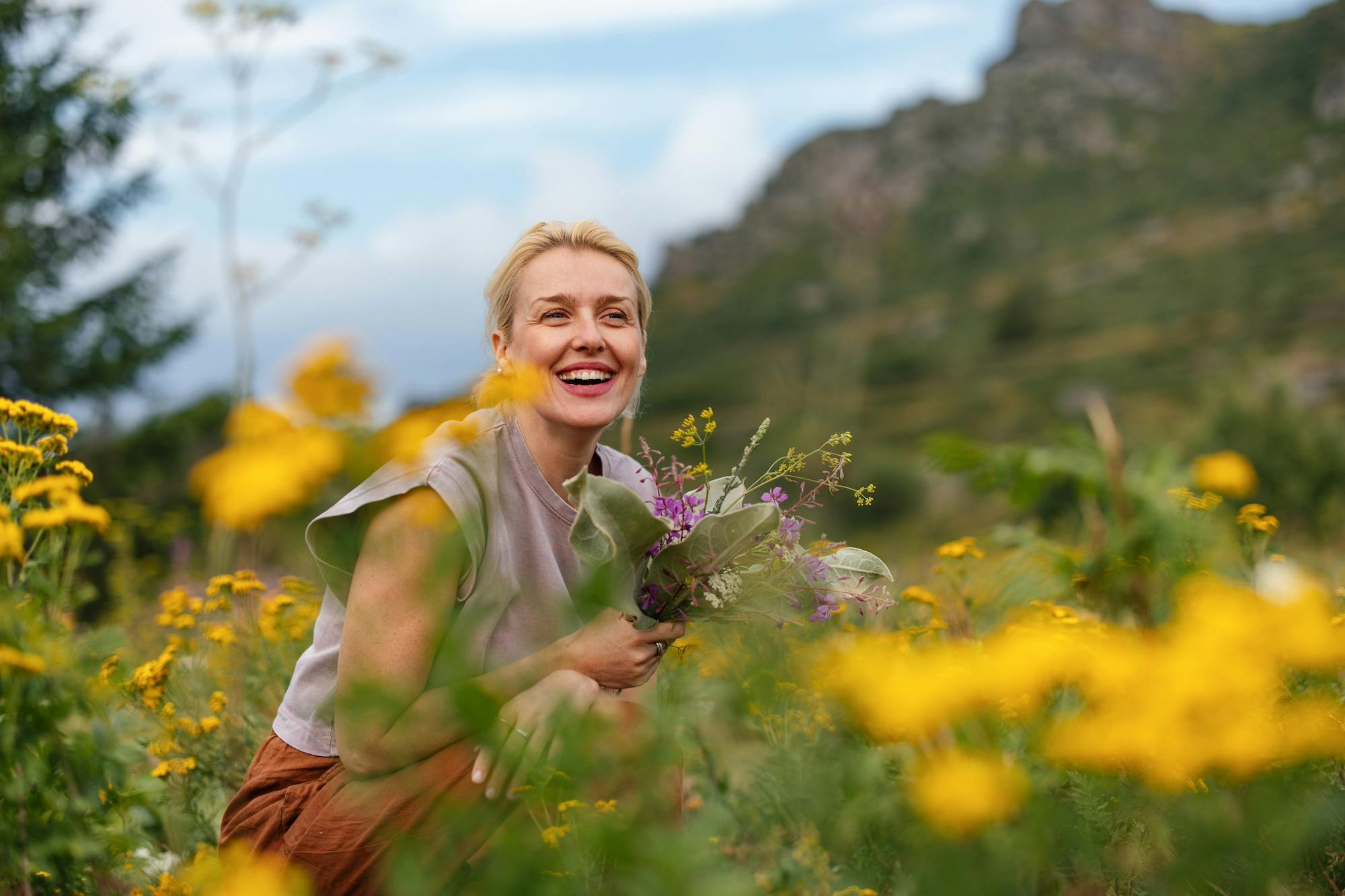 joyful woman enjoying nature