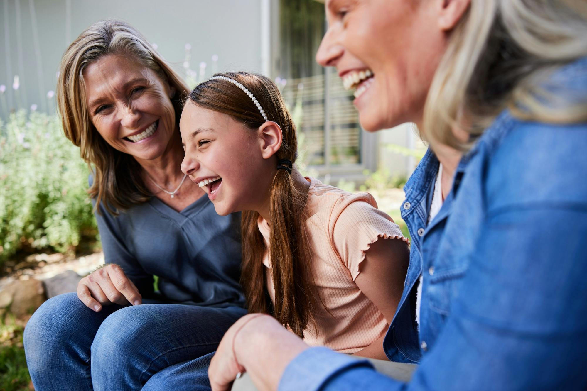 mom daughter and grandma laughing