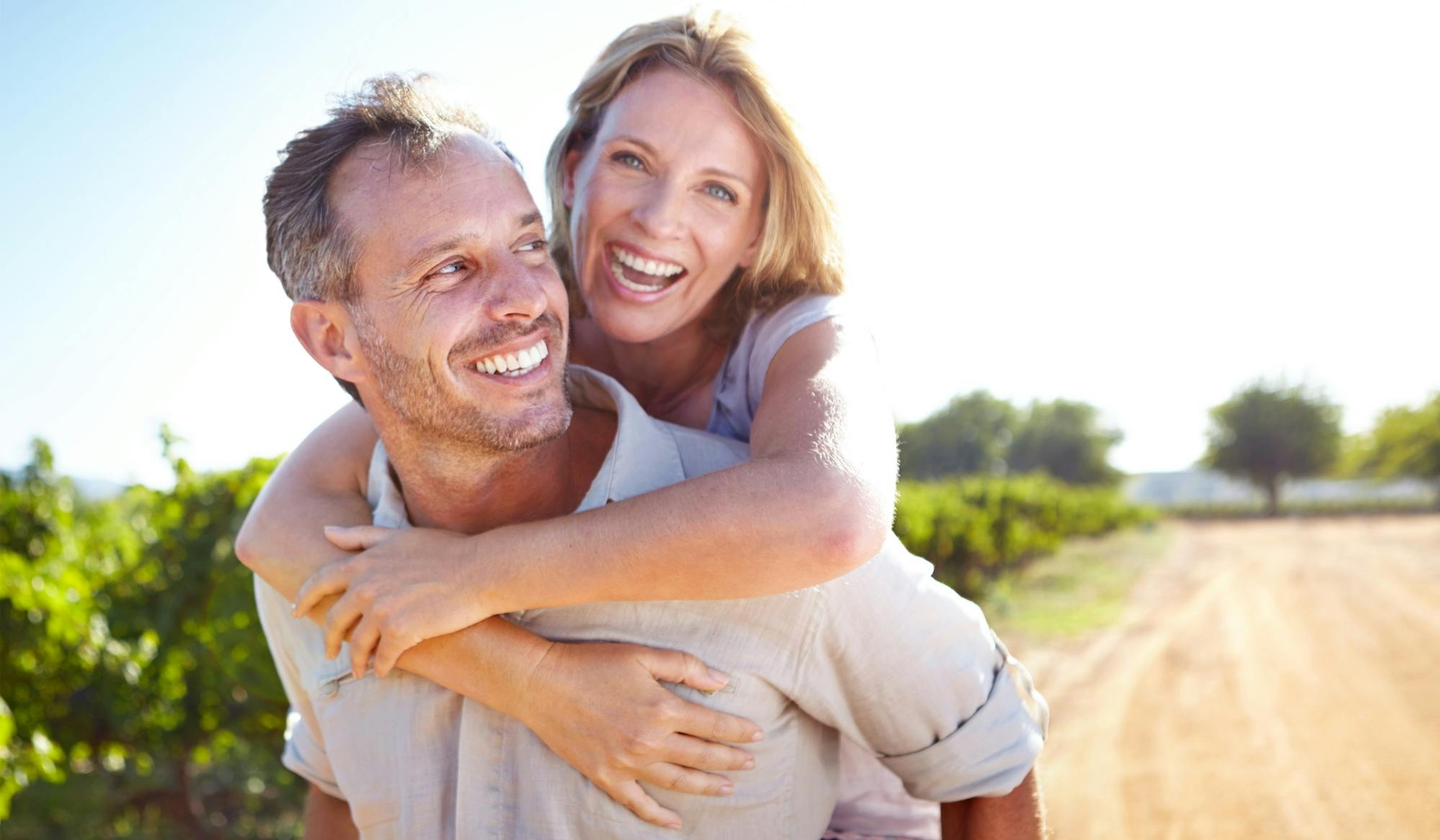 man making woman laugh