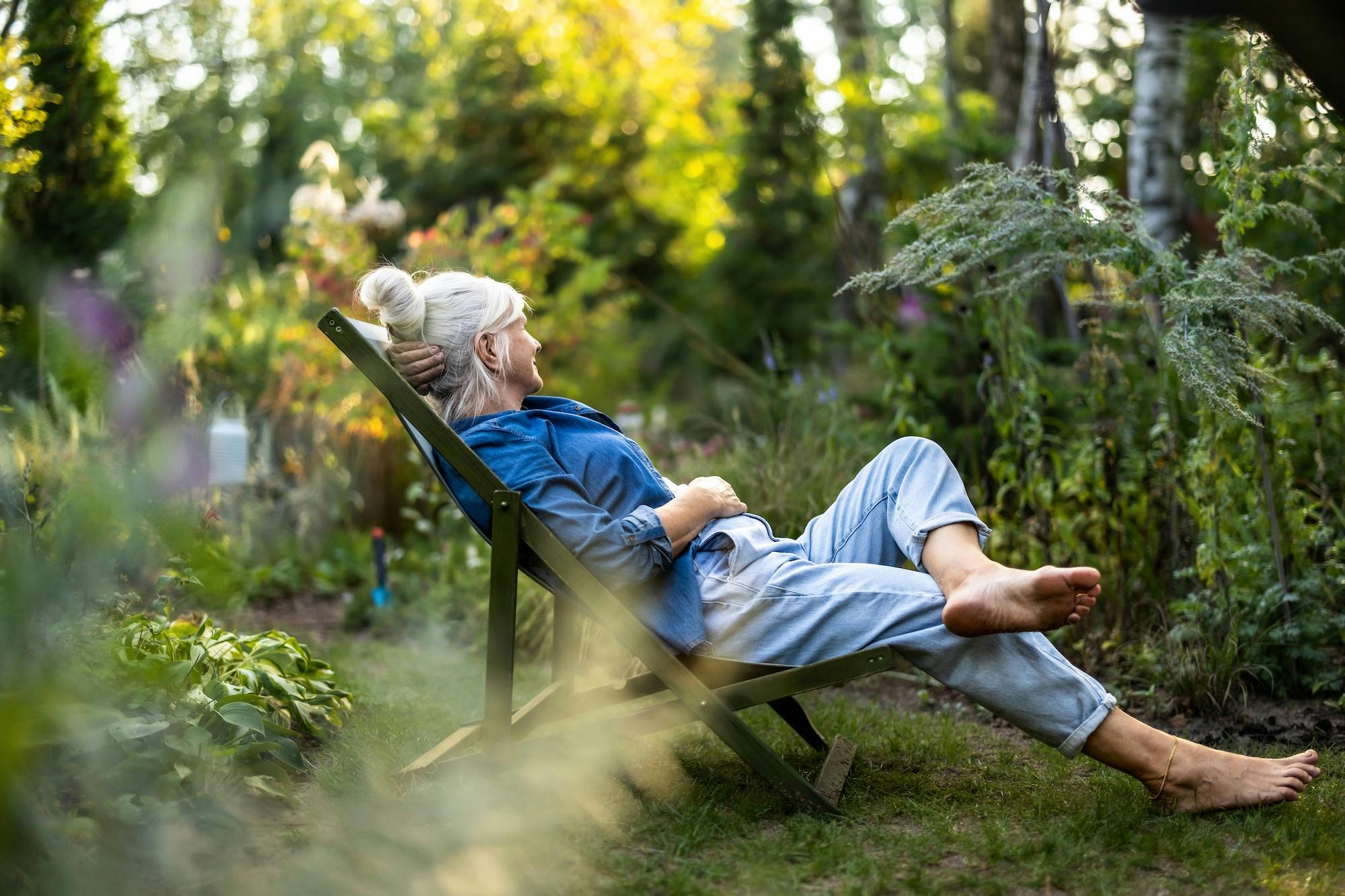 woman relaxing in the garden