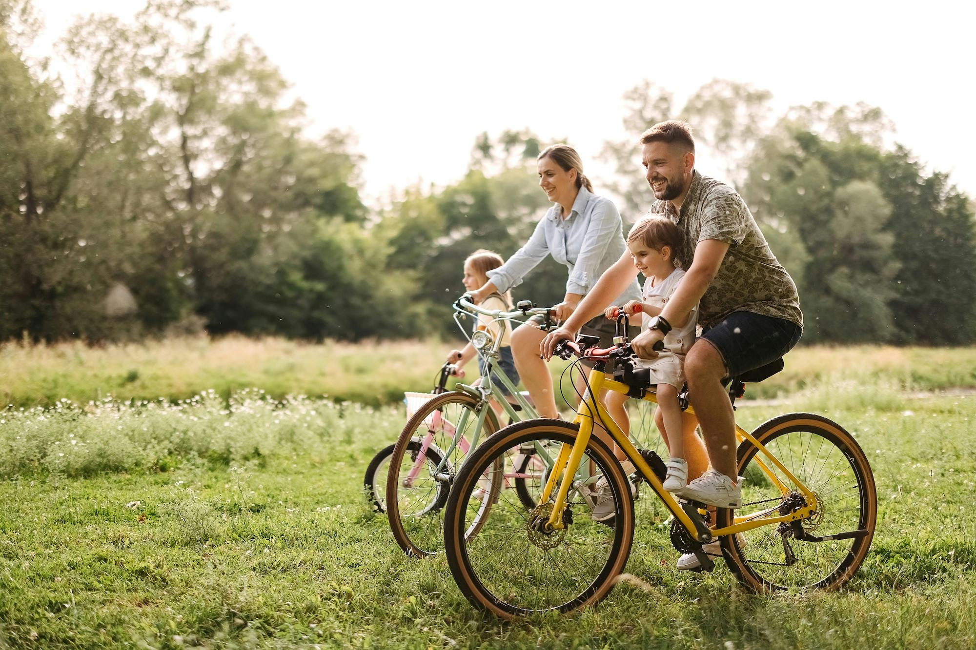 family biking