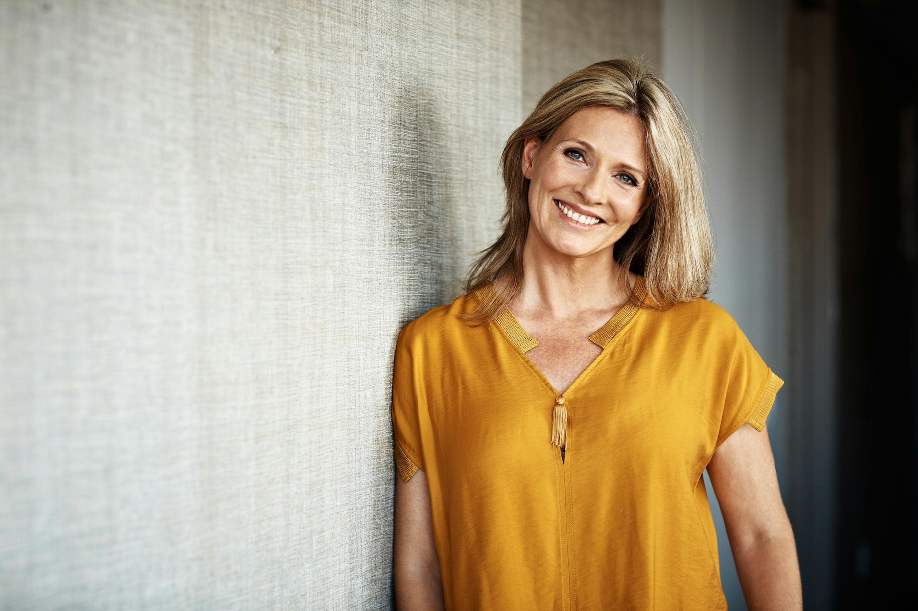 woman outside smiling