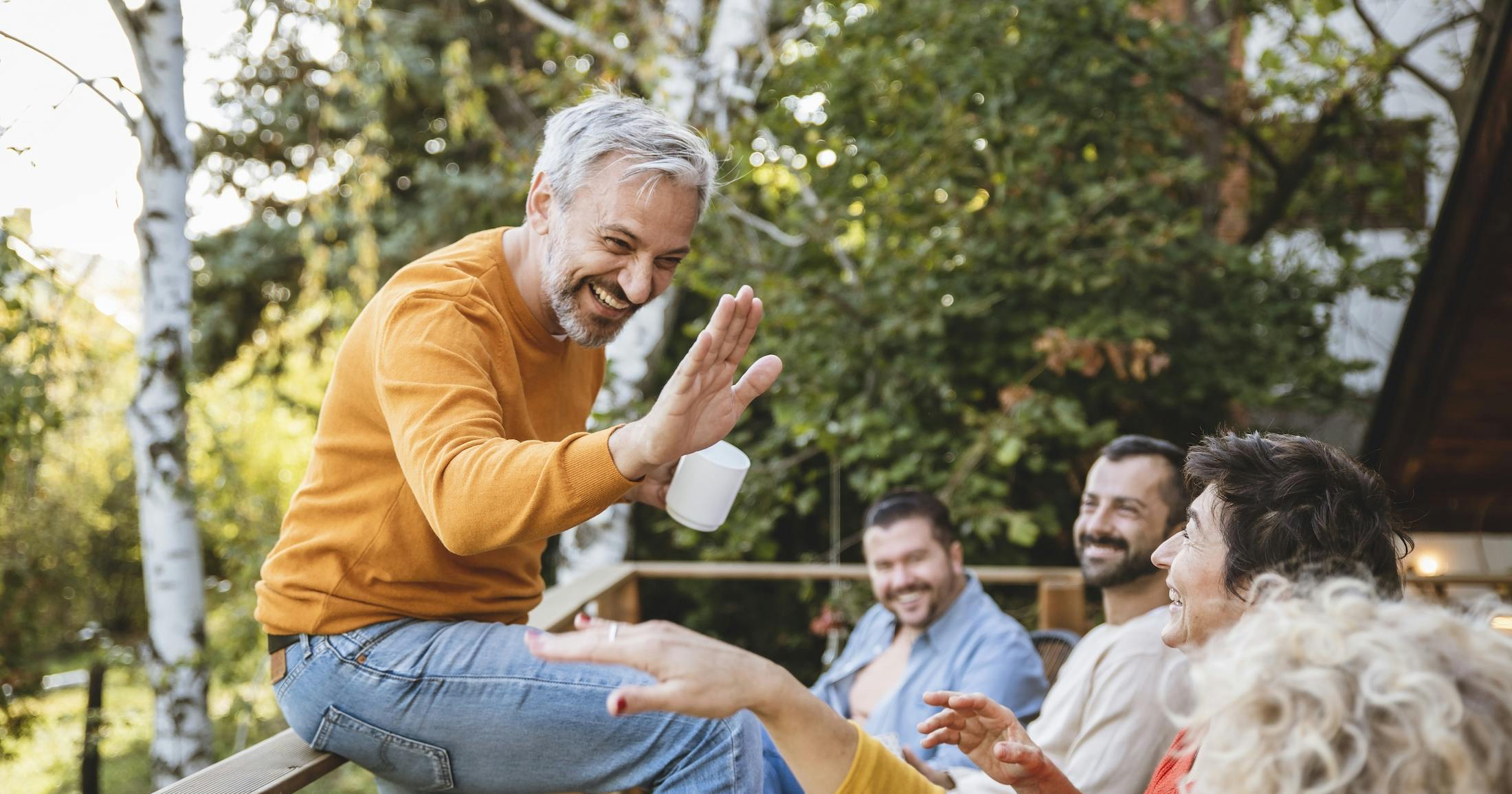 middle age man with friends