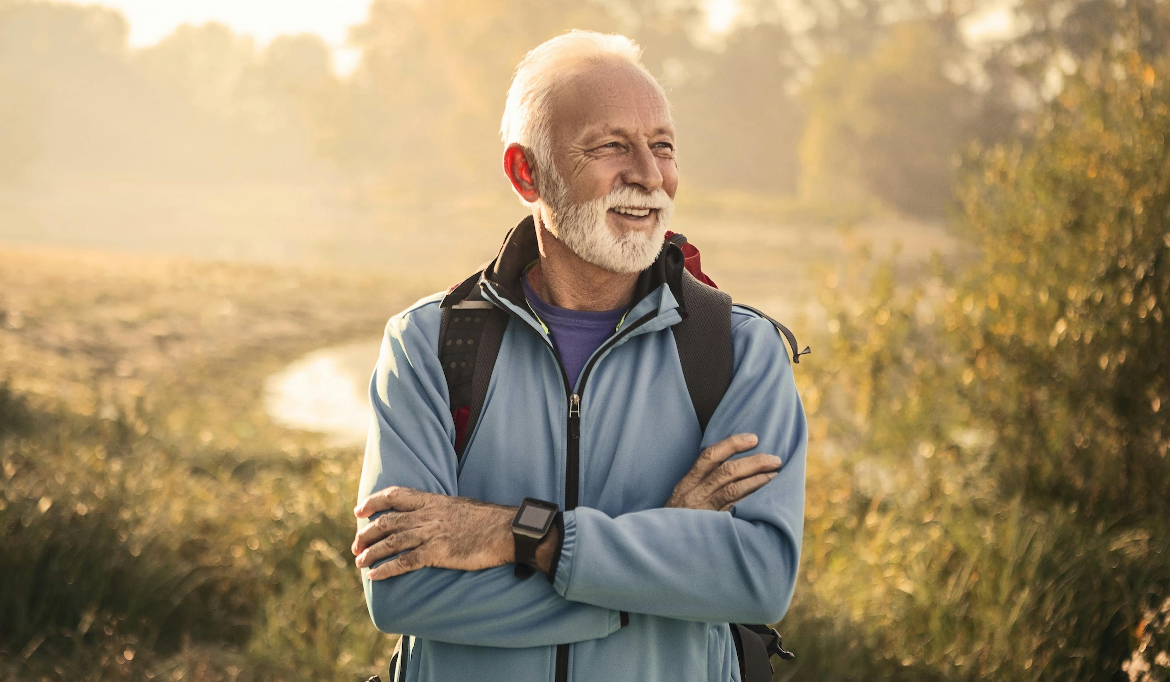 Senior man on a footpath