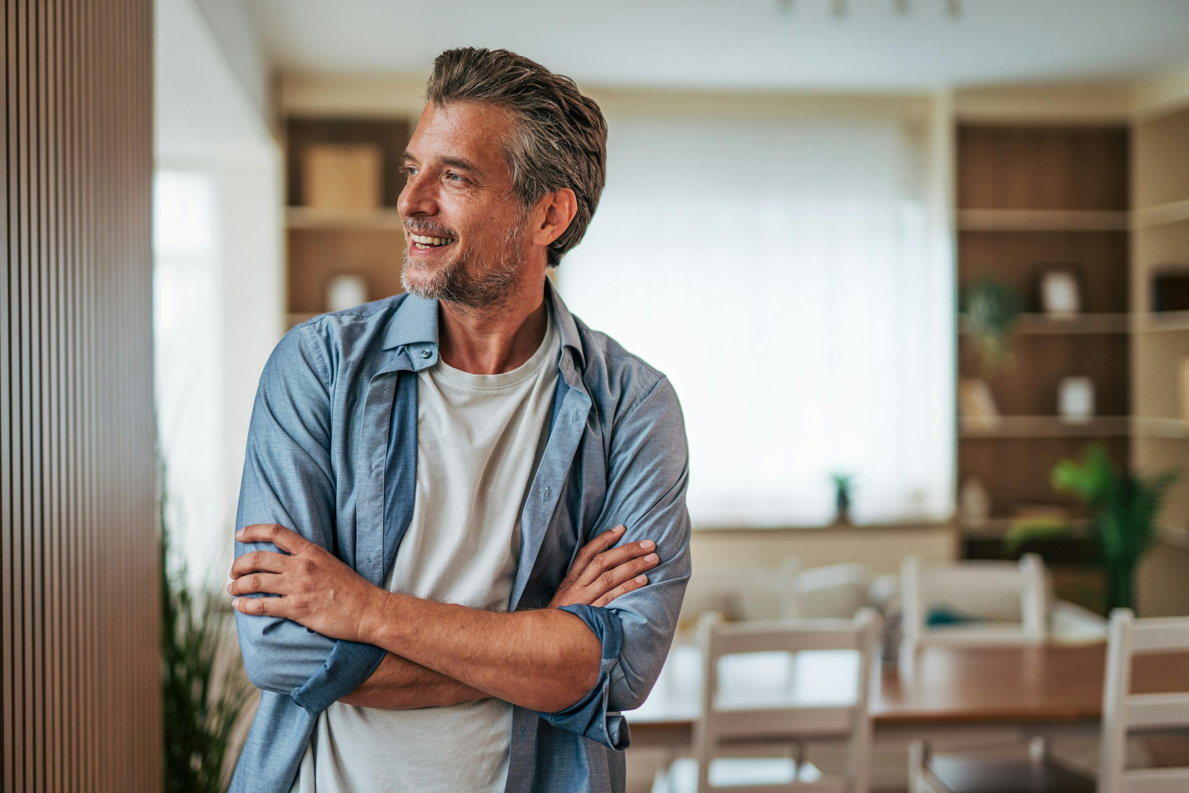 Happy mature man smiling