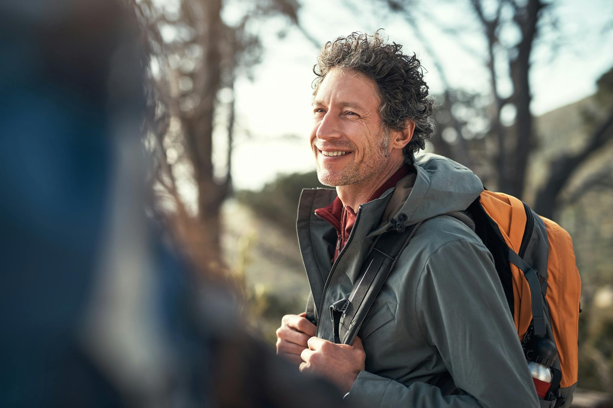 middle age man hiking