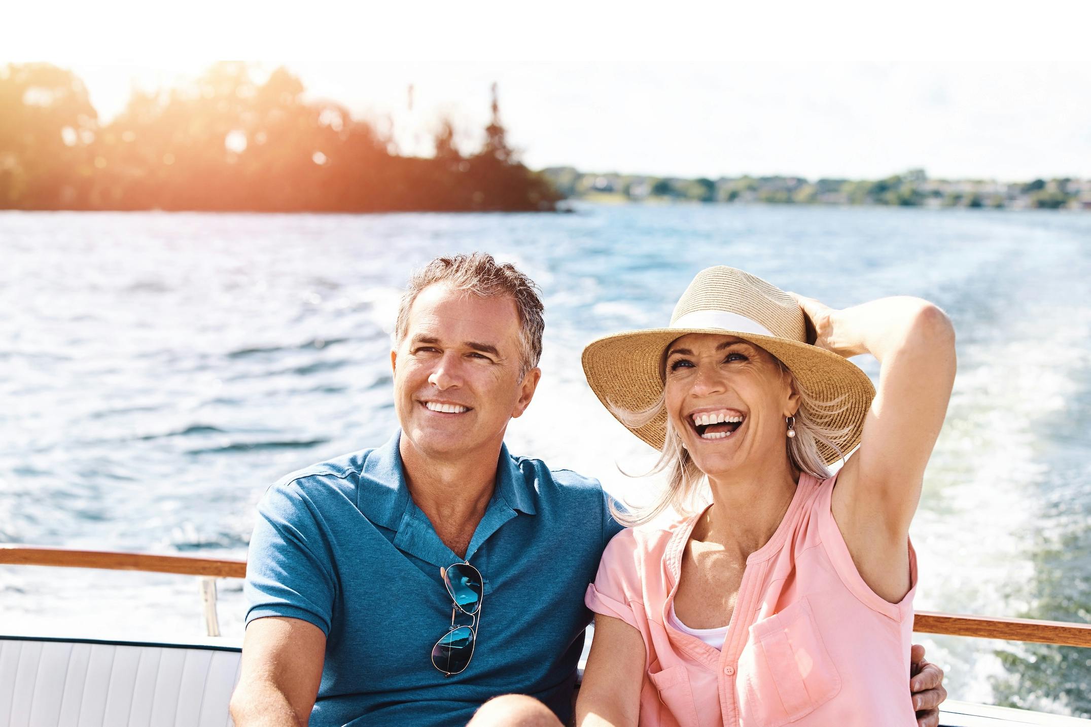 middle age couple on a boat