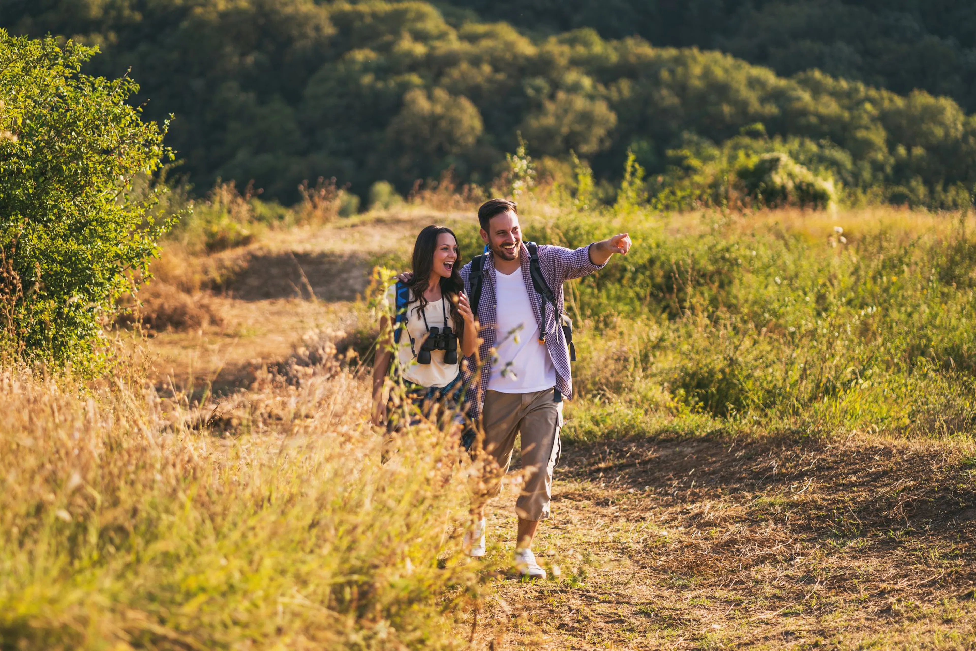 couple out hiking