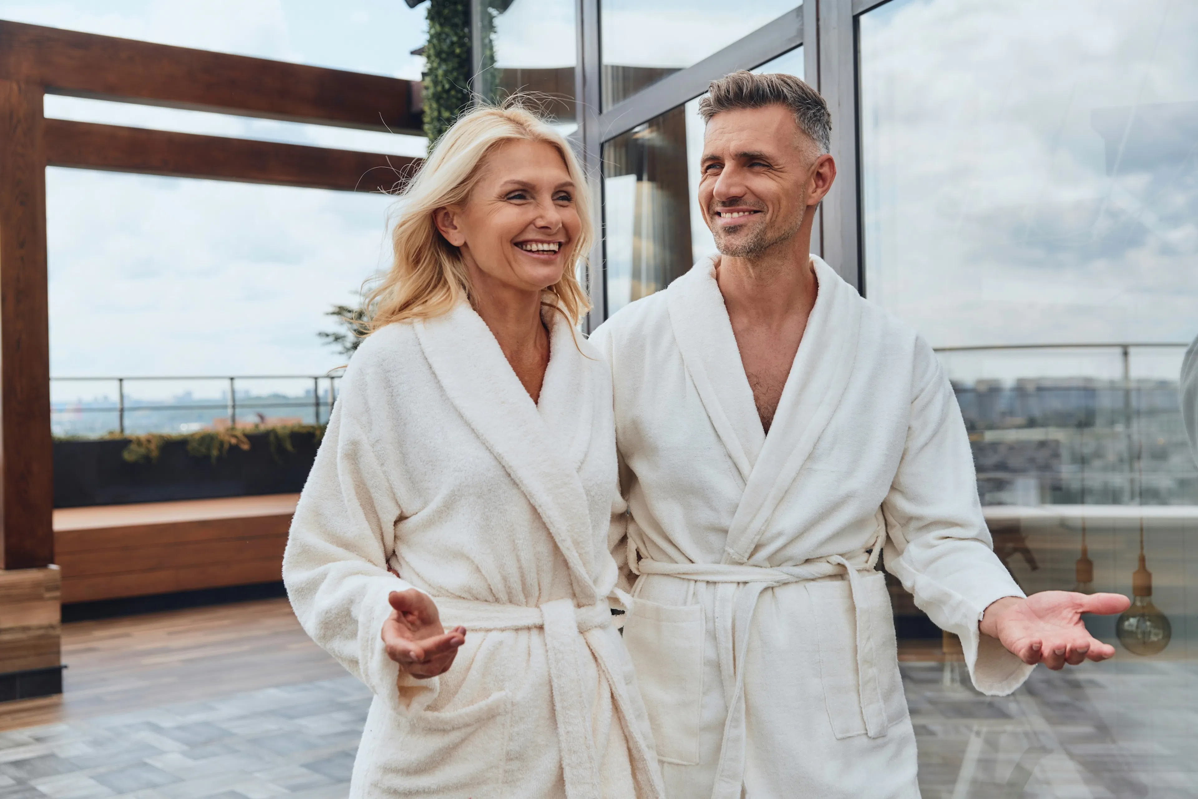 middle age couple at the spa
