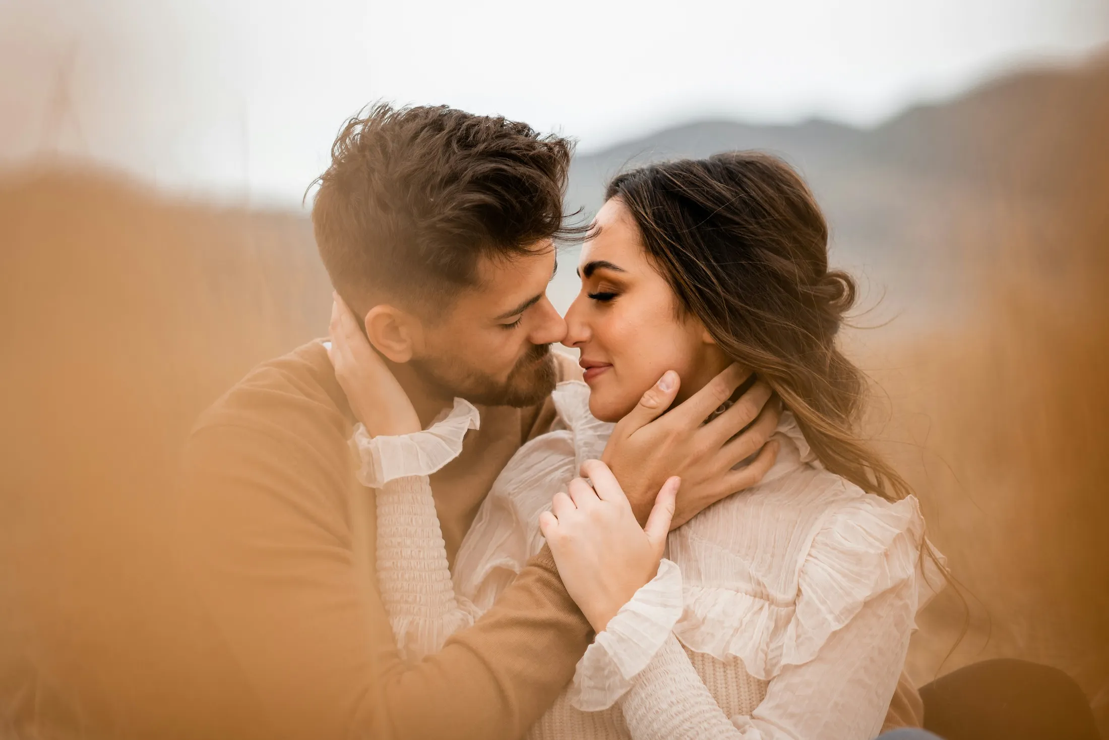couple in love in a field