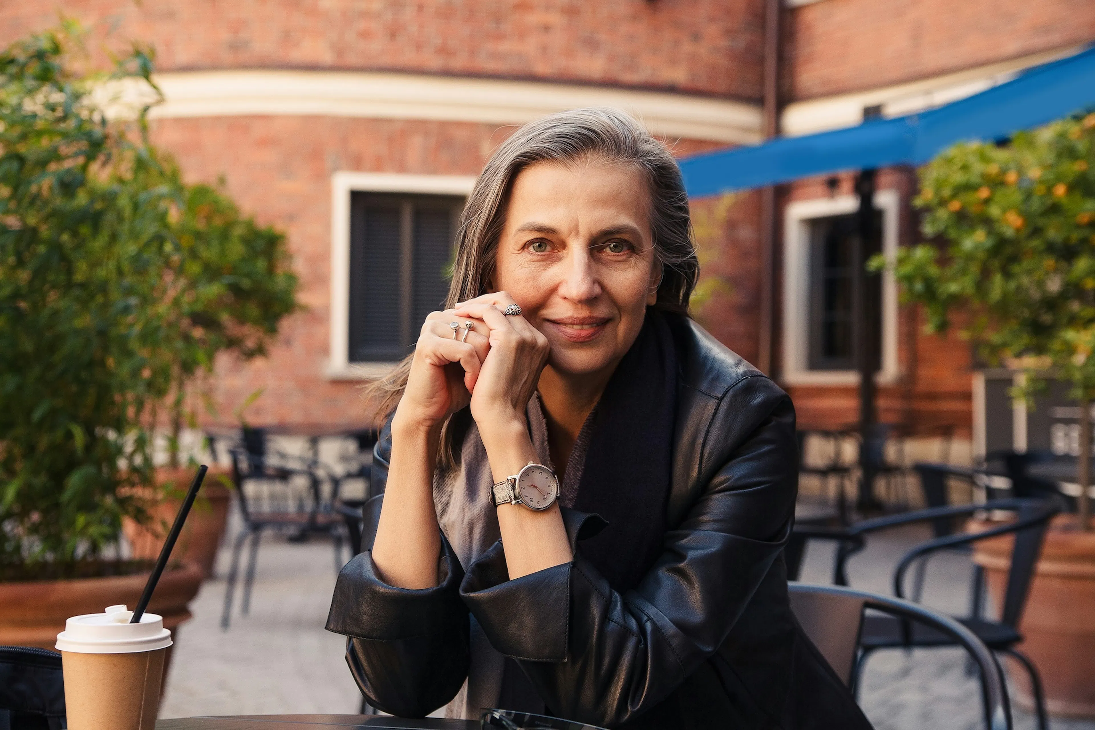 beautiful woman getting coffee