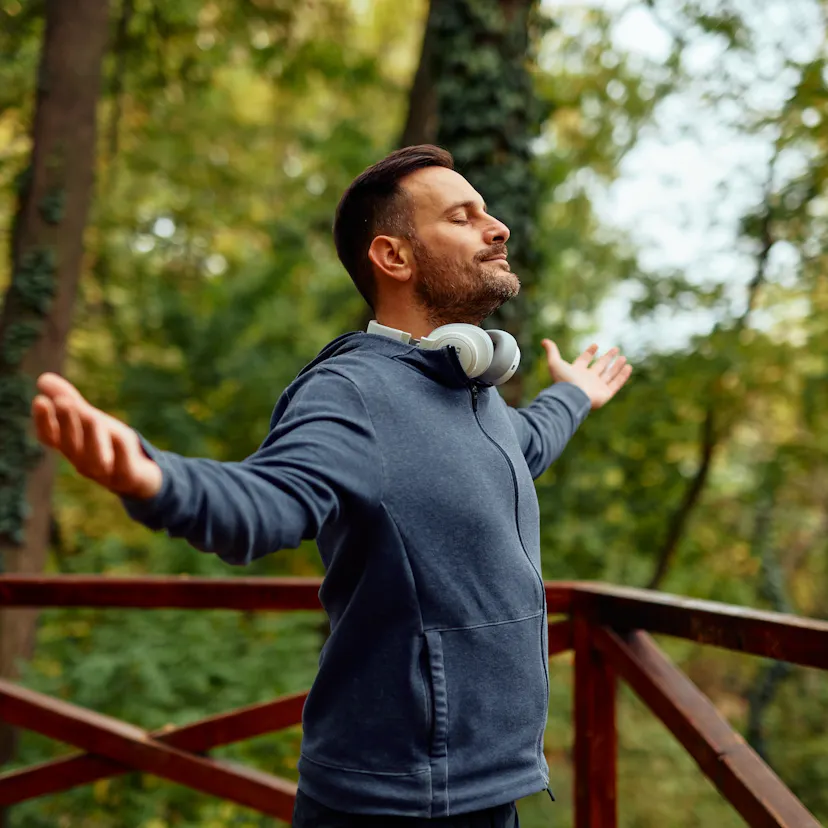 healthy man exercising outside