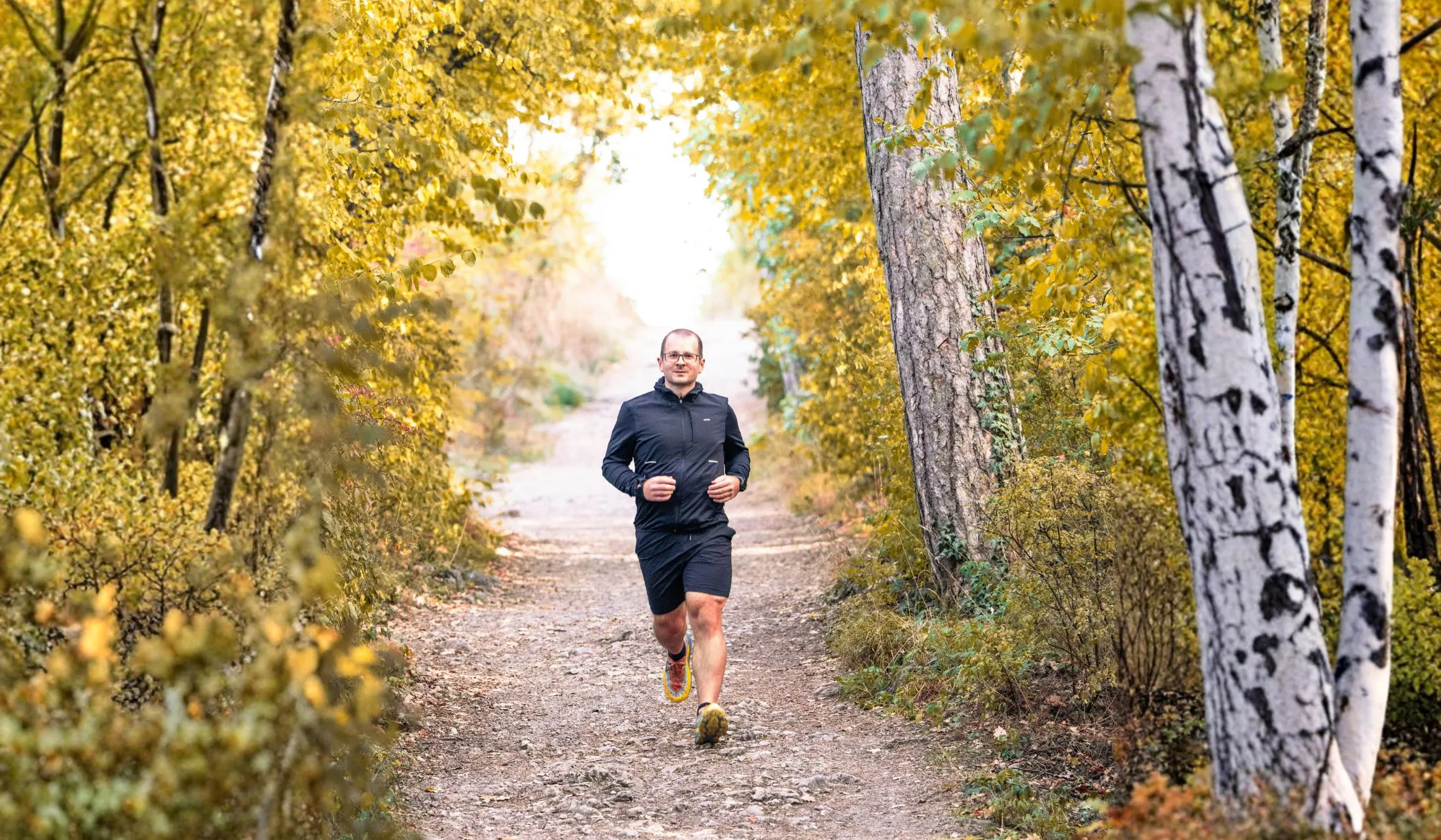 Man Running in the Woods