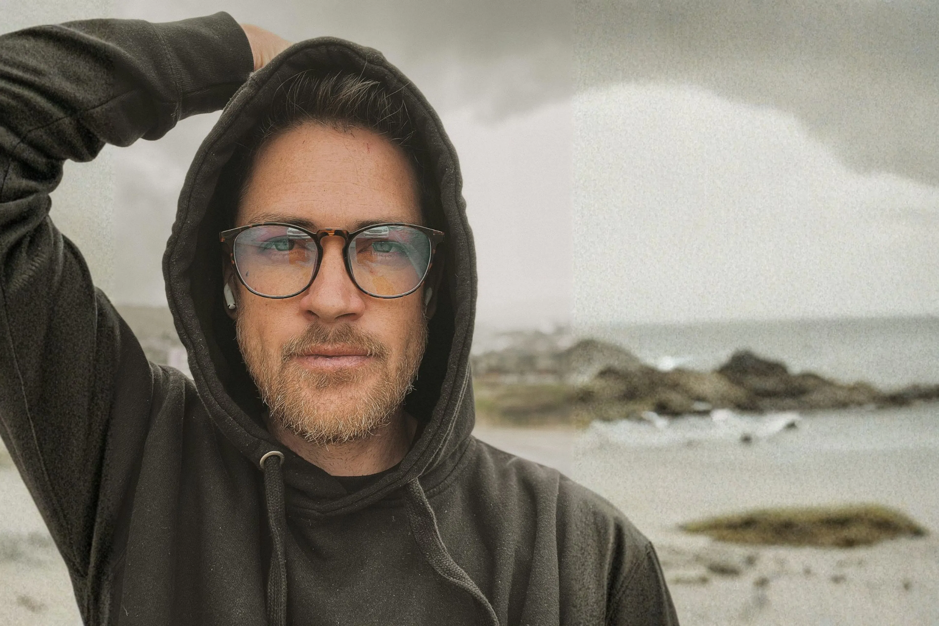 man staring in the distance