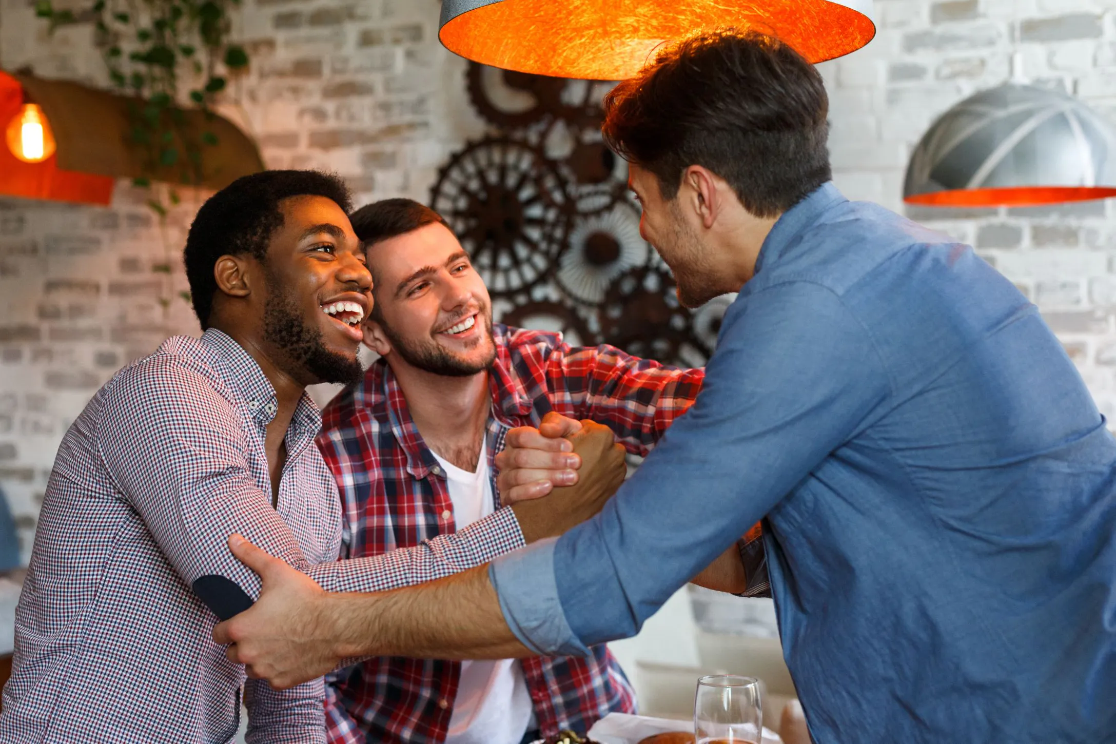 friends greeting one another