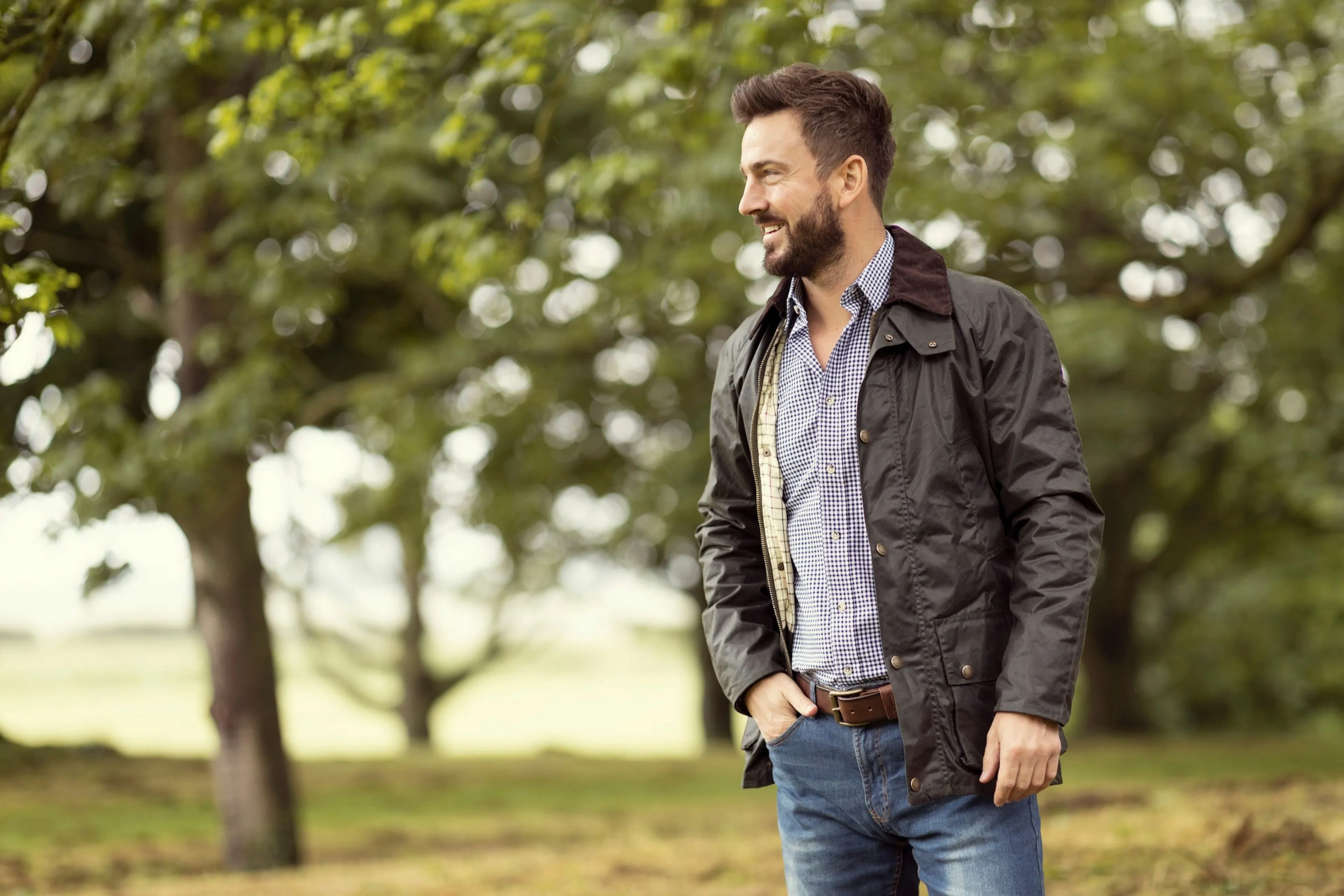 handsome middle age man in a park