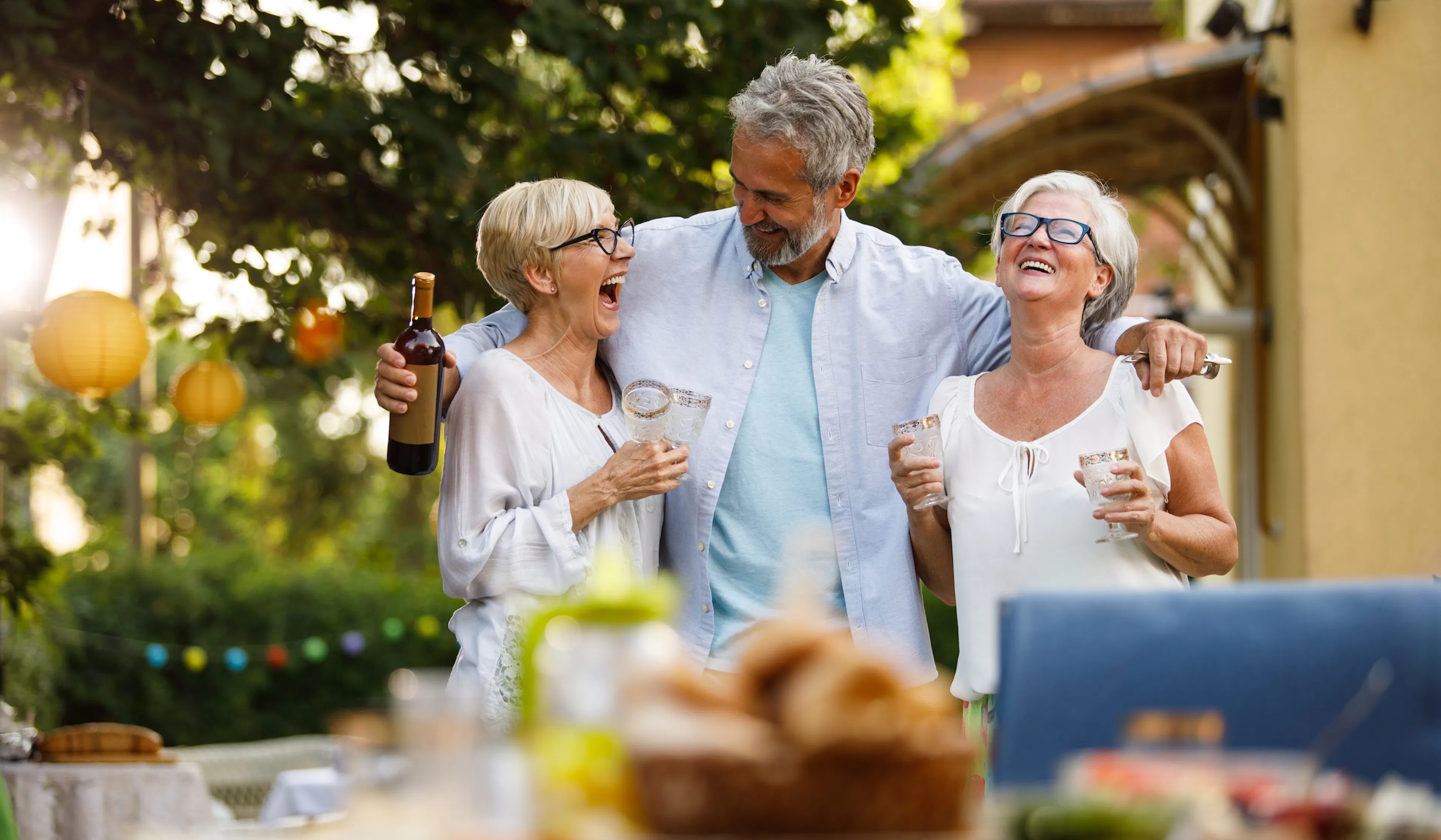 Bonding and having fun while serving red wine during a dinner party