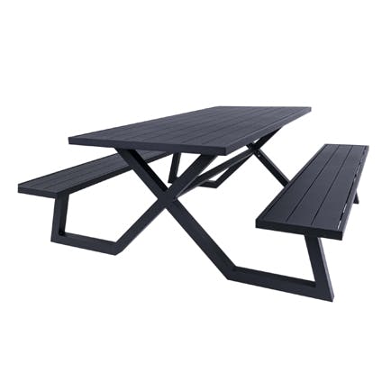 MaximaVida aluminium picknicktafel Dex 200 cm zwart