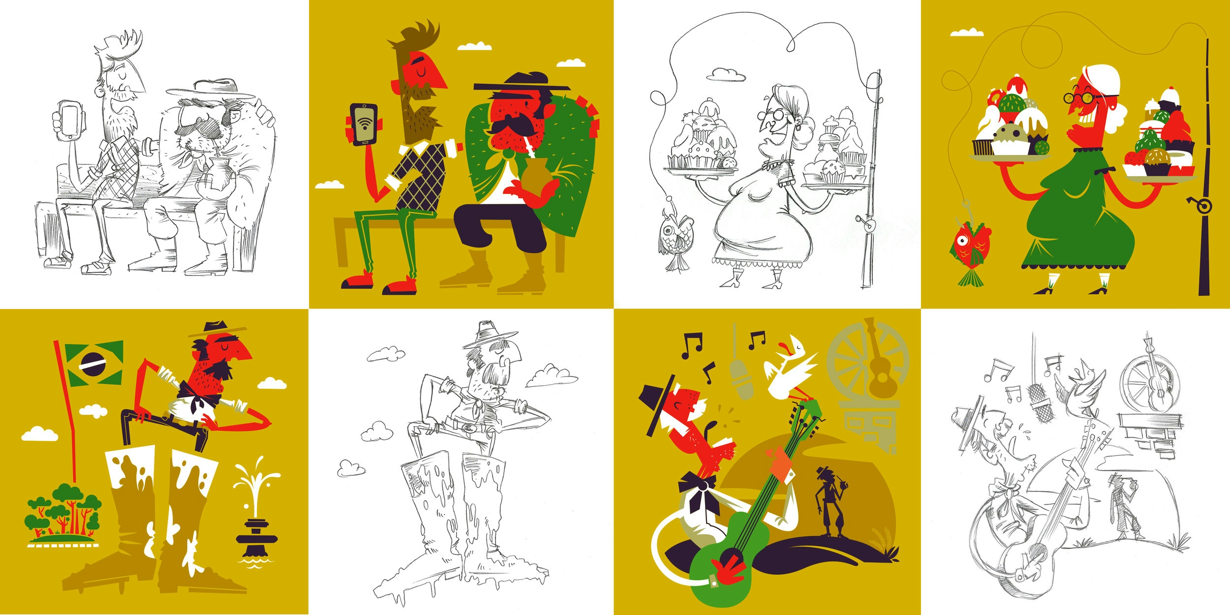 Roughs e ilustrações finais da cerveja Polar Export