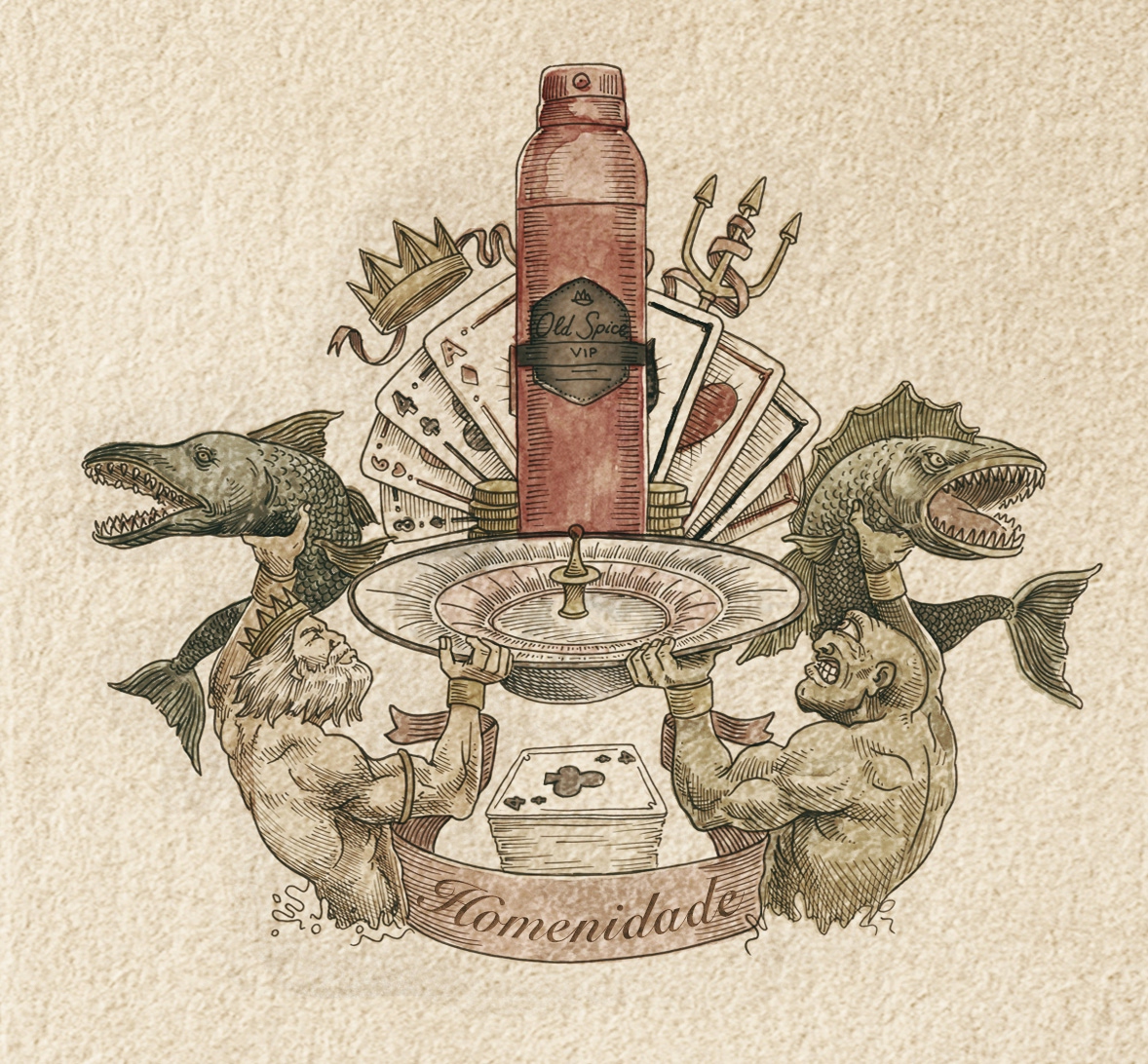 ilustração, Old Spice, mar, Old School, papel, tritão, peixe