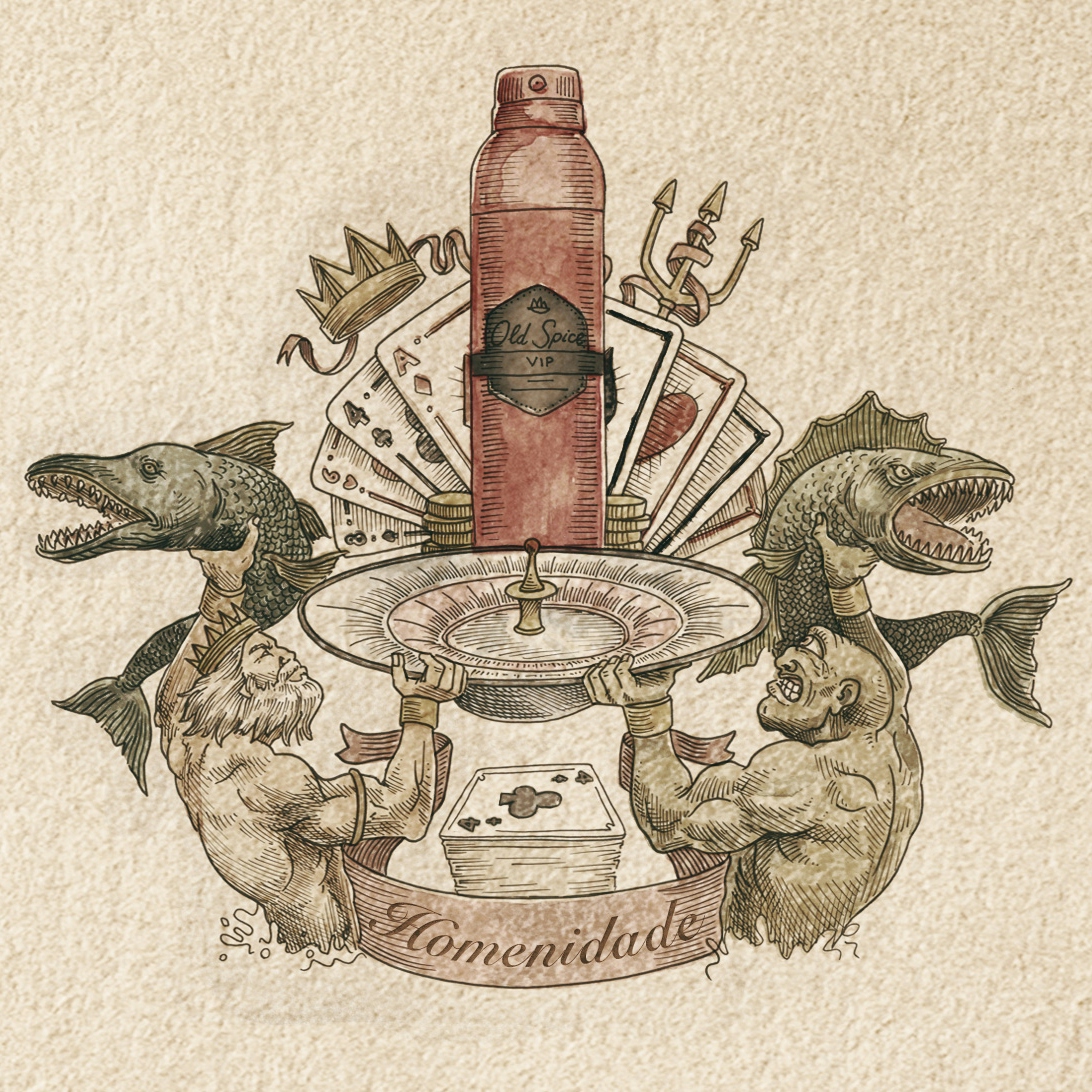 ilustração, Old Spice, mar, Old School, papel, tritão, peixe