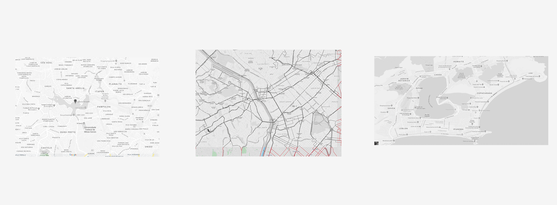 Gif com o processo de transformar os mapas das cidades de Rio de Janeiro, Belo Horizonte e São Paulo em String Art