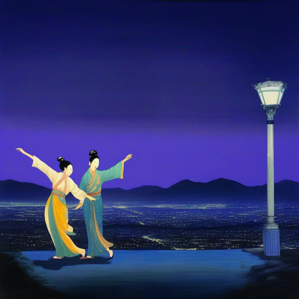 example of using image influence to create a gongbi version of la la land poster