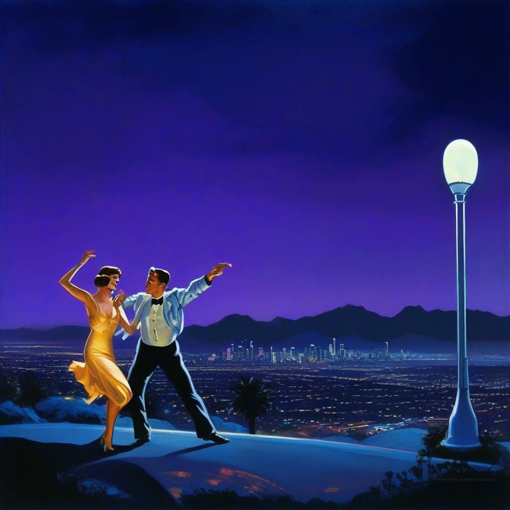 example of using image influence to create a 1920s Sci-Fi version of la la land poster