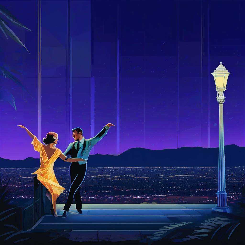 example of using image influence to create an Art Deco version of la la land poster