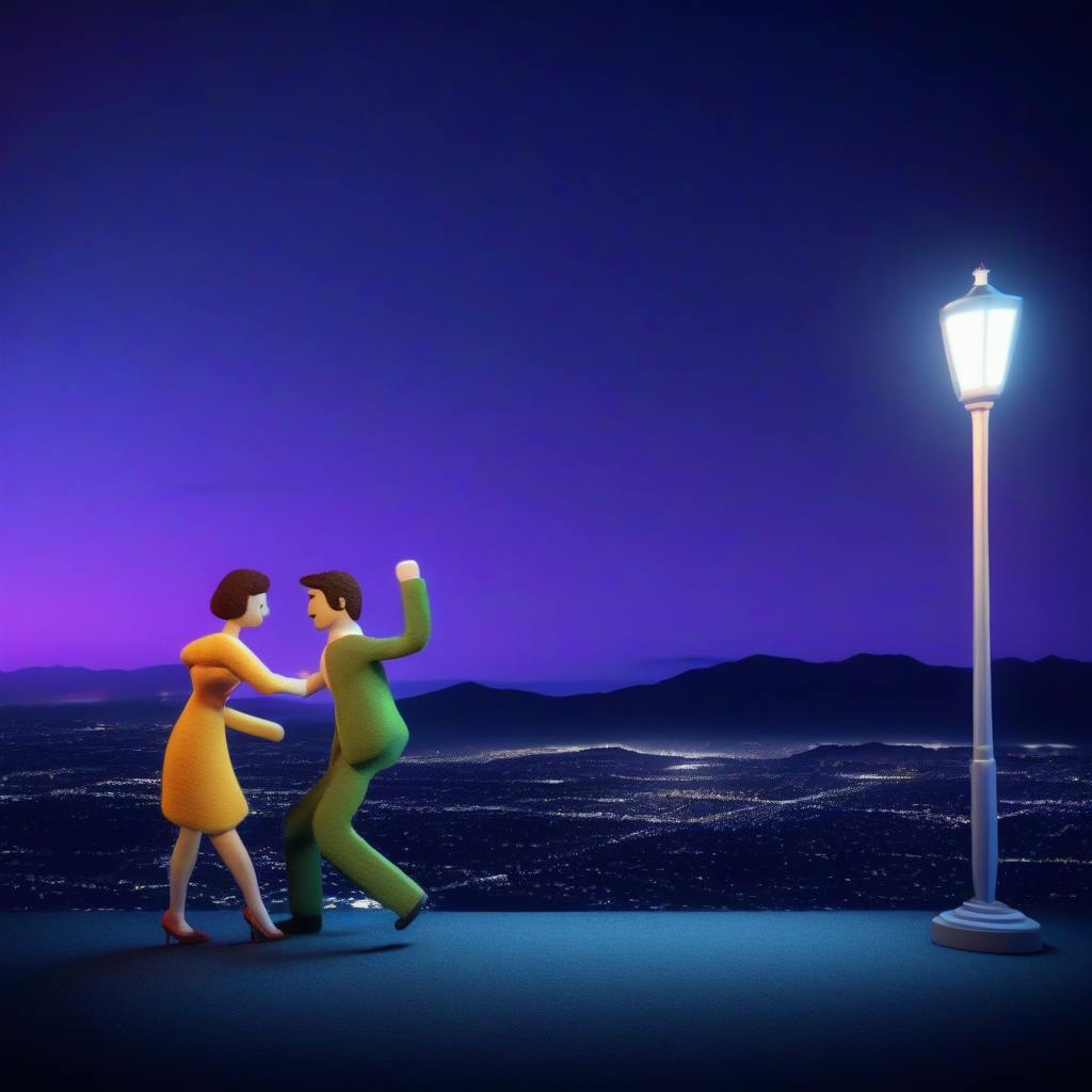 felt figure version of la la land poster