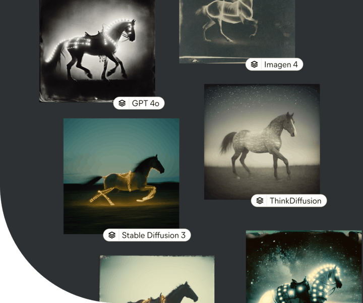 Showing thumbnails rendered with over 30 base models including Imagen 4 and GPT 4o.