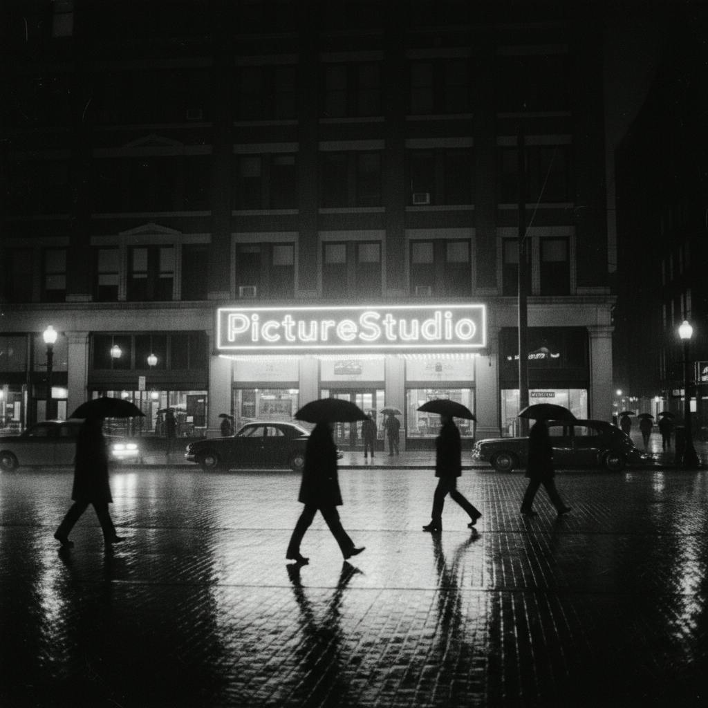 PictureStudio Neon Sign by Night 1950s