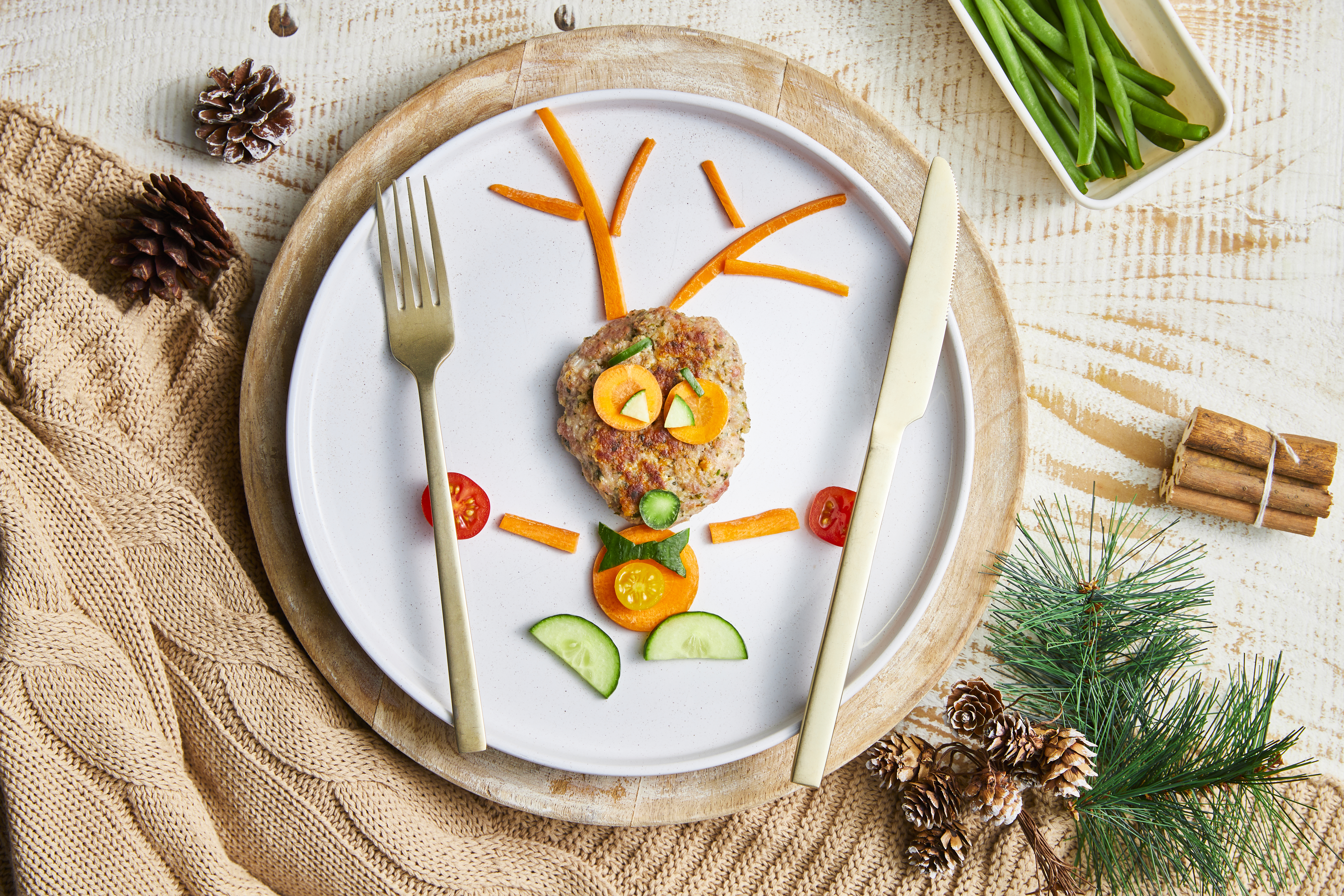 Assiette complète pour les enfants : Petit cerf de Noël
