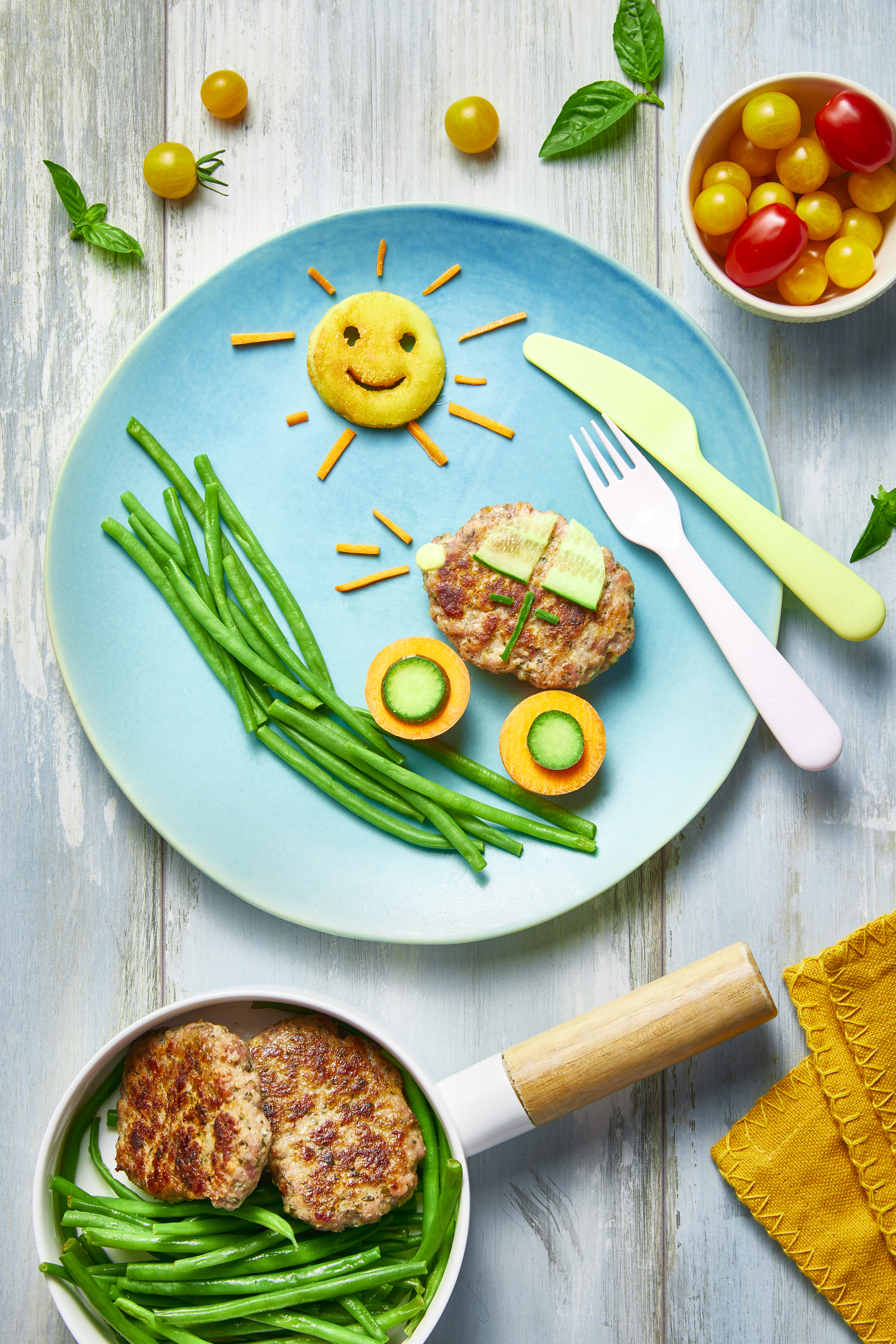 Assiette complète pour les enfants : Voiture rigolote