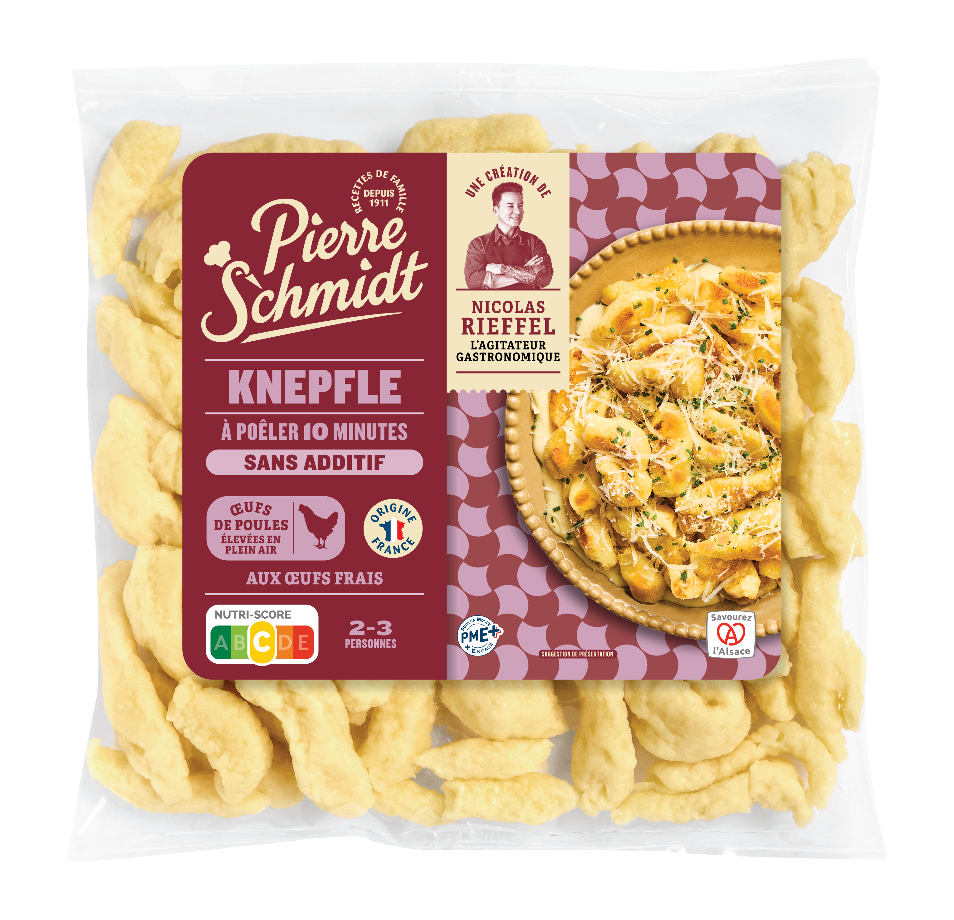 Knepfle à la crème de courgettes