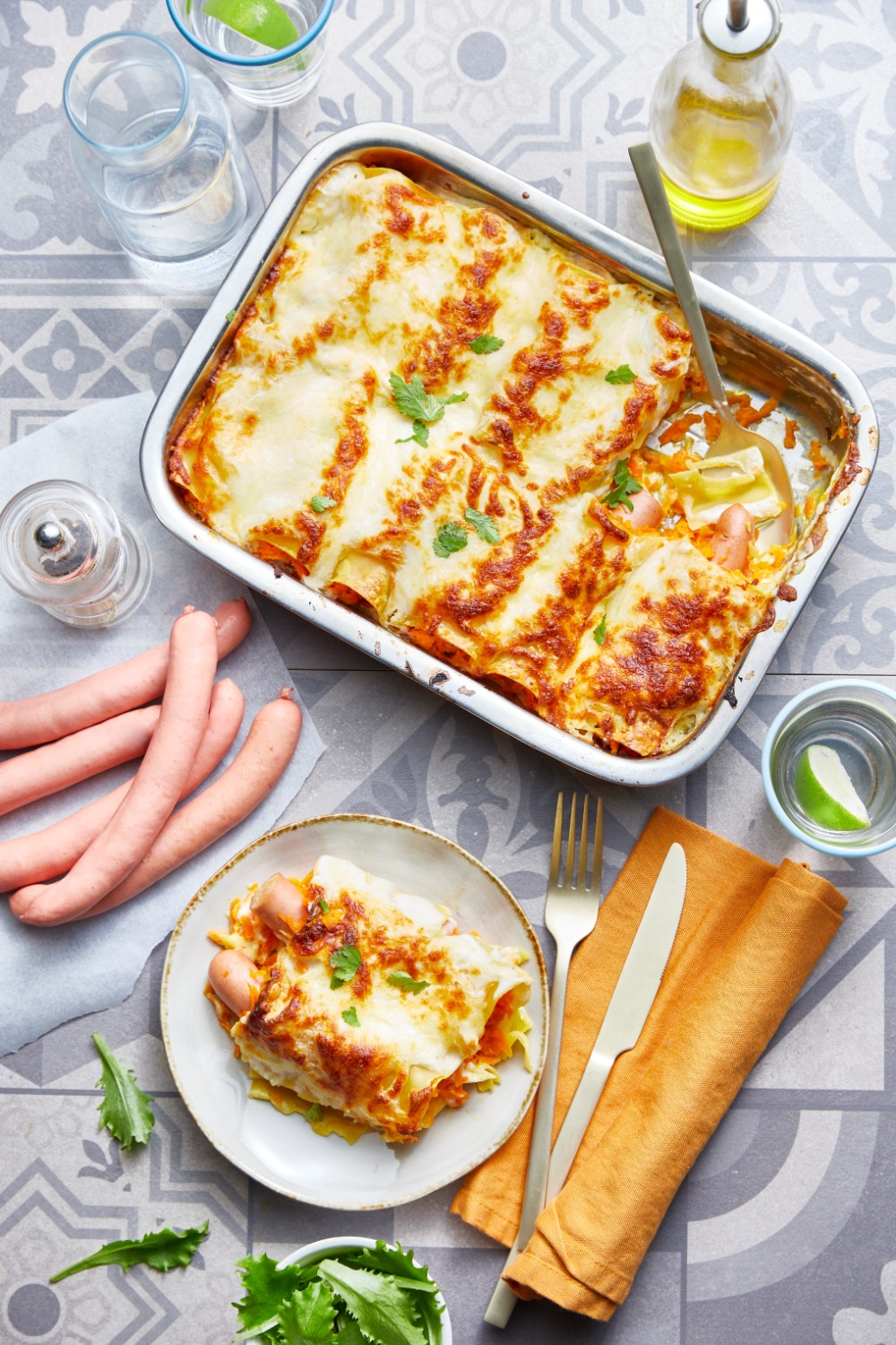 Cannellonis de knacks aux carottes