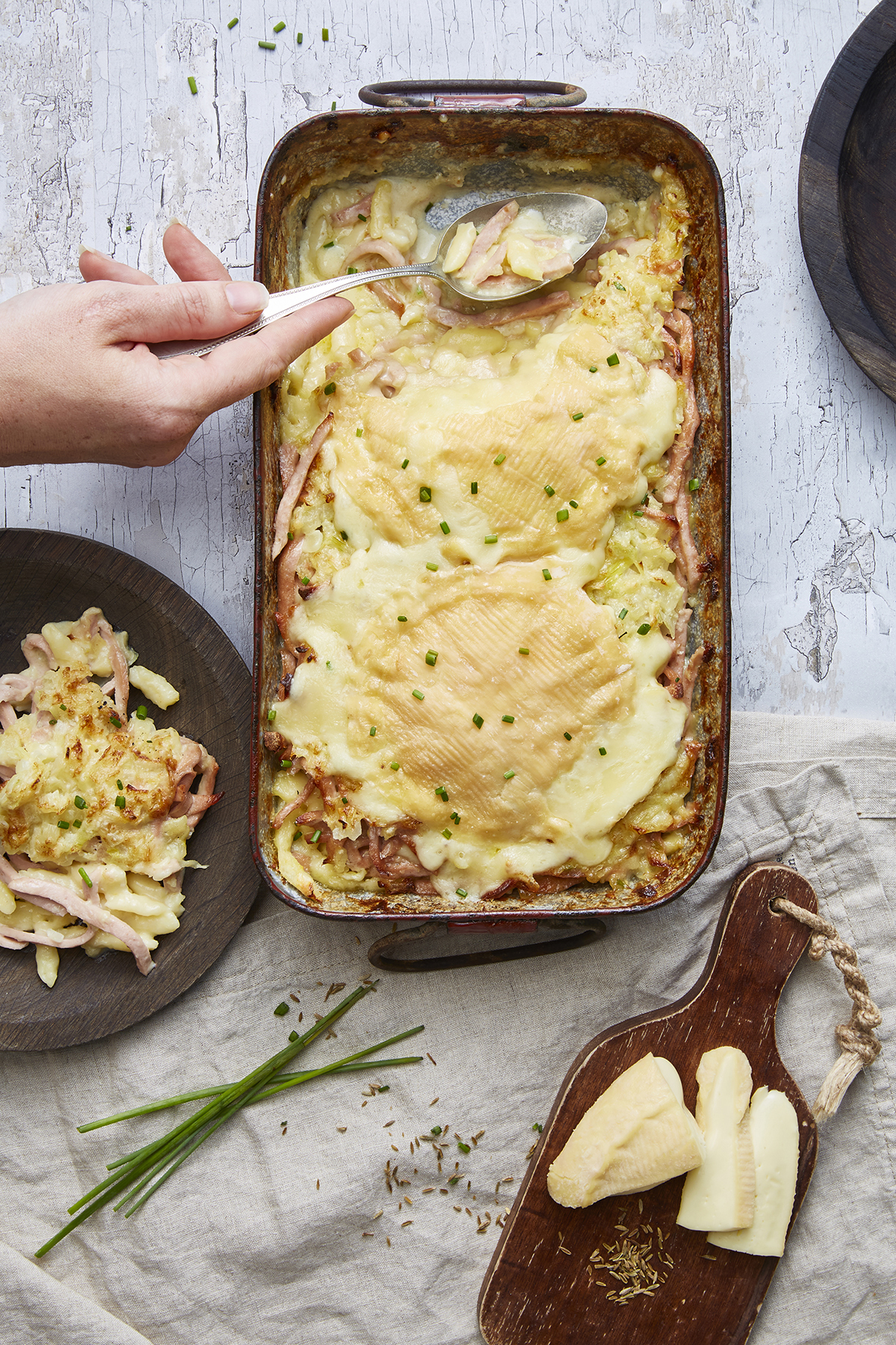 "Spaetzliflette" au munster et au cervelas