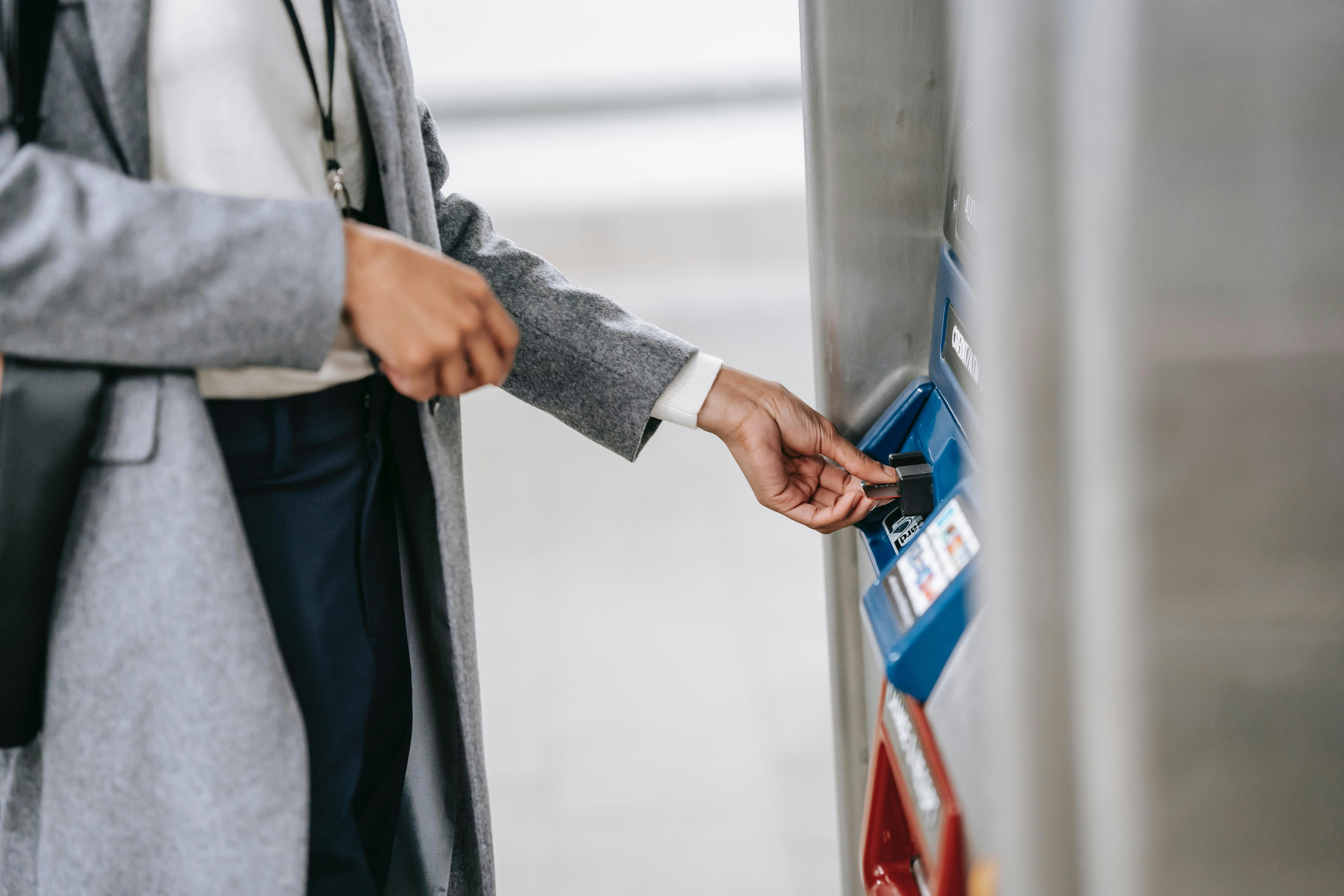 Person using ATM