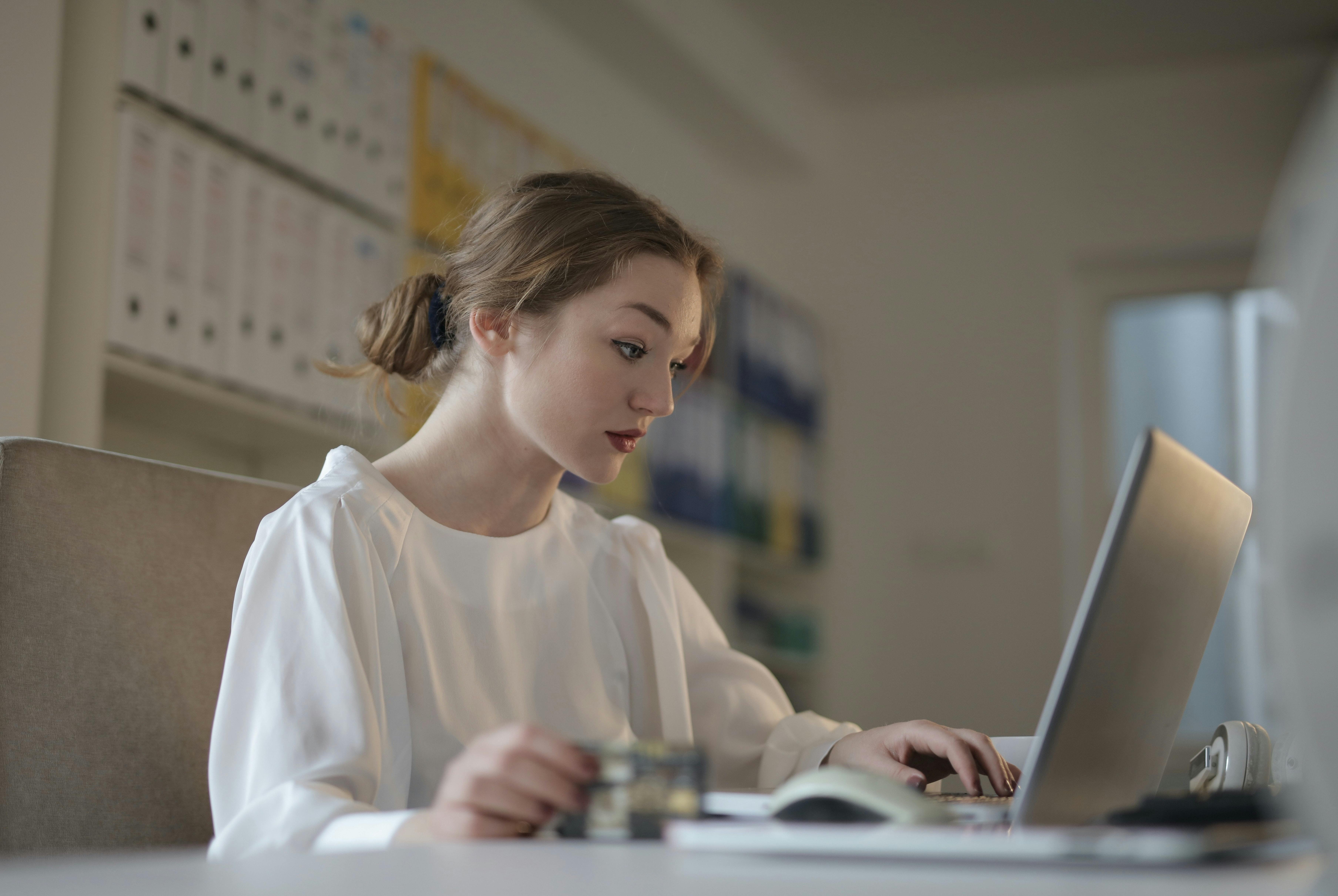 Woman using laptop