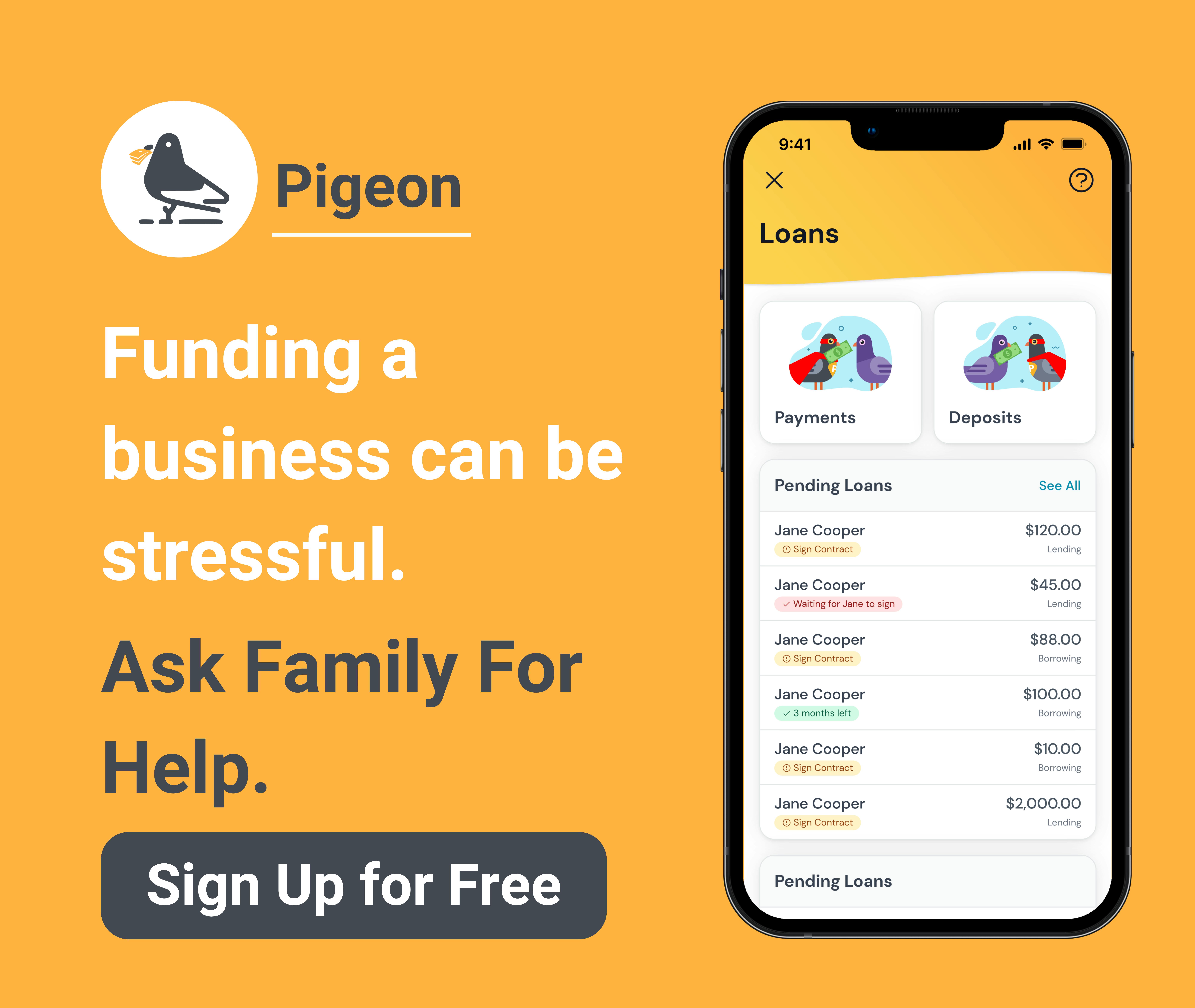 Pigeon CTA - Funding a Business